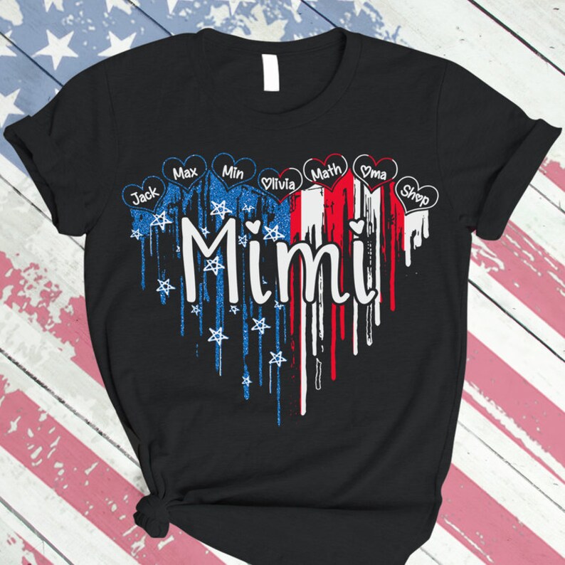4th of July Mimi T Shirt, Custom Grandma Shirt with Kids names shirt