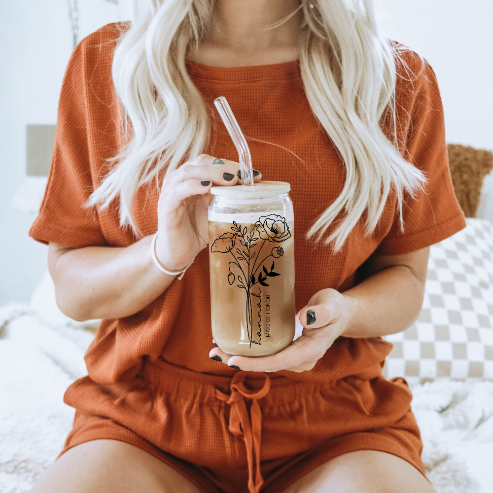 Personalized Birth Flower Cup With Name For Coffee Or Tea Lover