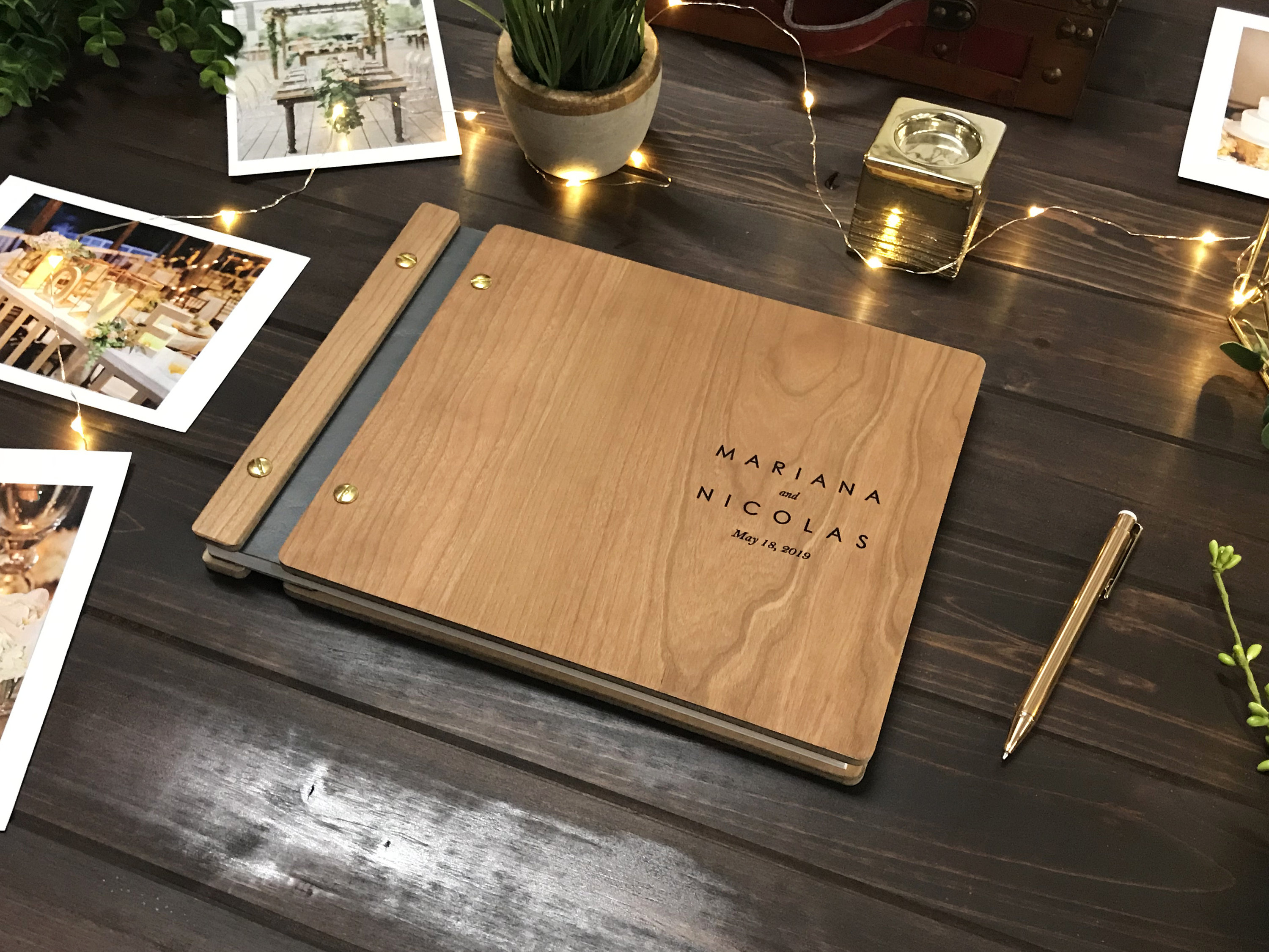 Personalized Wooden Wedding Guest Book for Unique & Love 