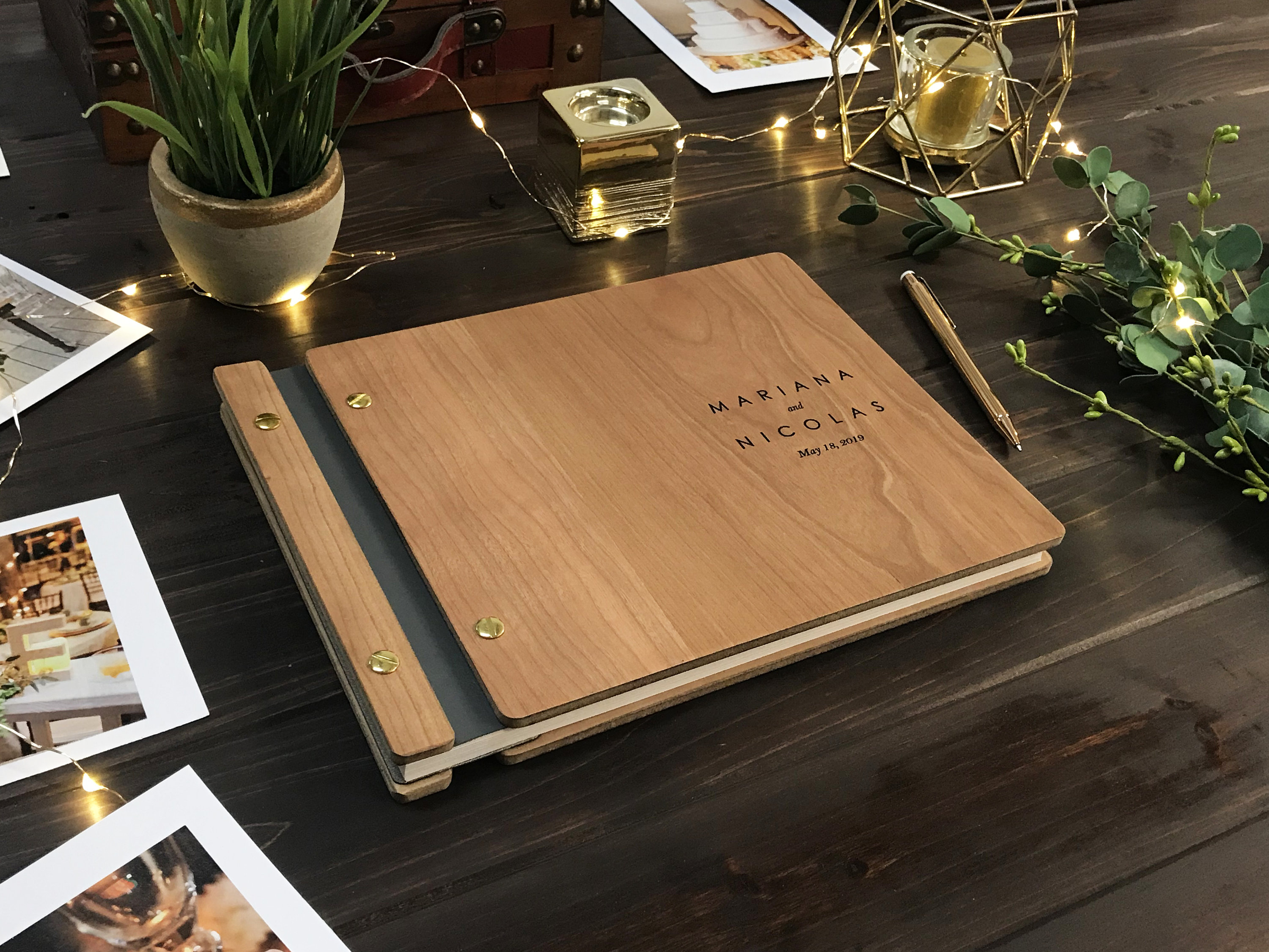 Personalized Wooden Wedding Guest Book for Unique & Love 