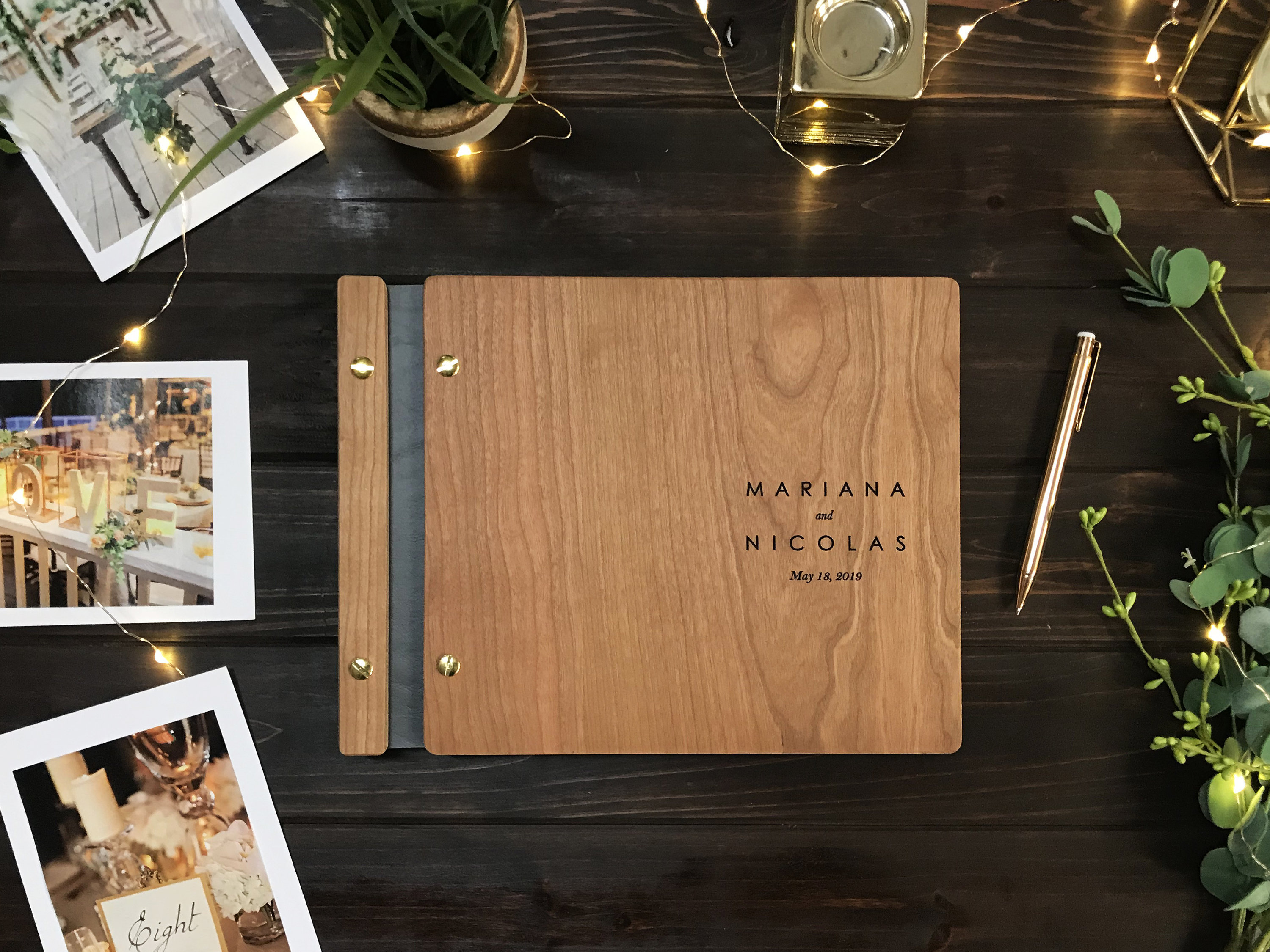 Personalized Wooden Wedding Guest Book for Unique & Love 
