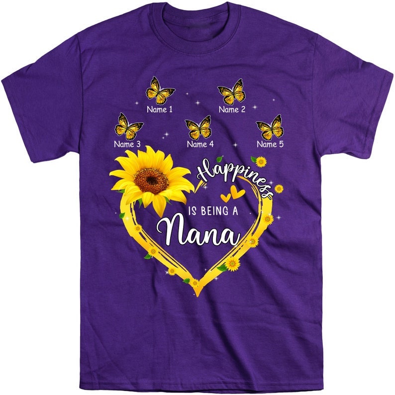 Personalized Grandma Shirt With Grandkids Names, Blessed Grandma Butterfly Lovers Sunflowers Lover Shirt