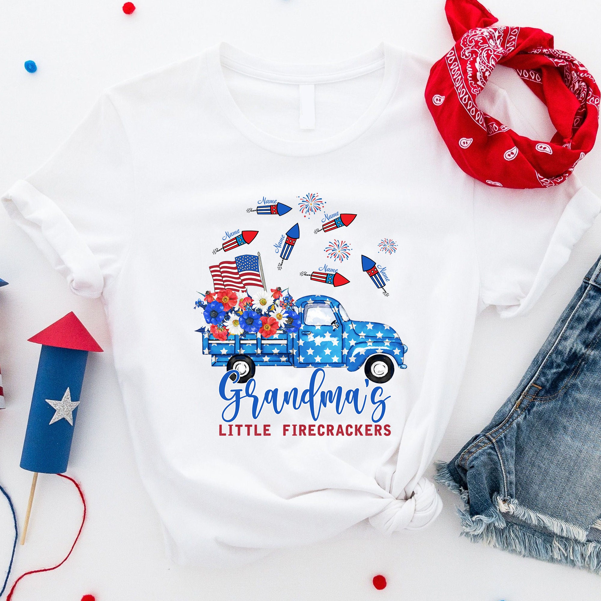 [Copy][Copy]Mimi And Kids Firework America Flag CTH01 T-Shirt
