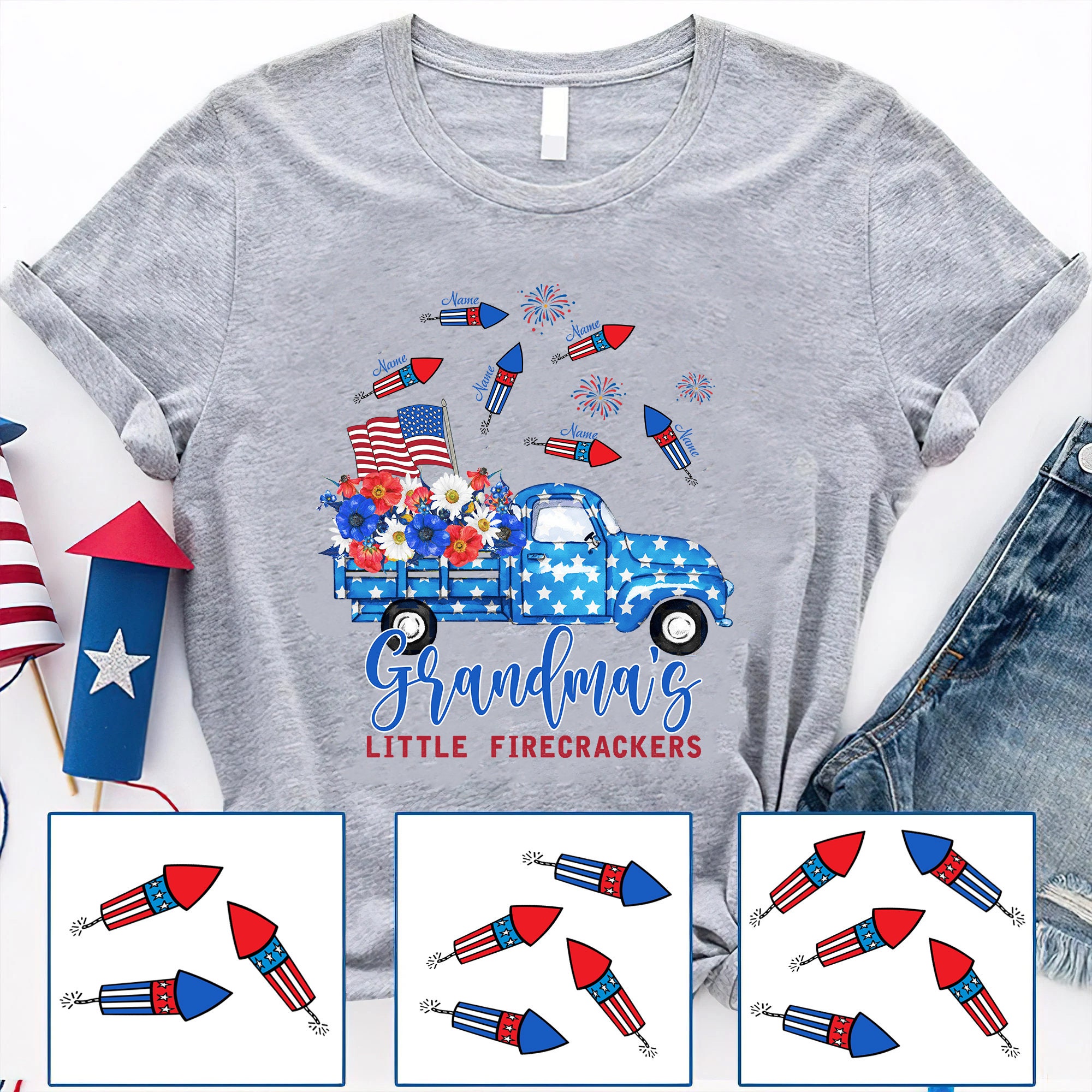 [Copy][Copy]Mimi And Kids Firework America Flag CTH01 T-Shirt