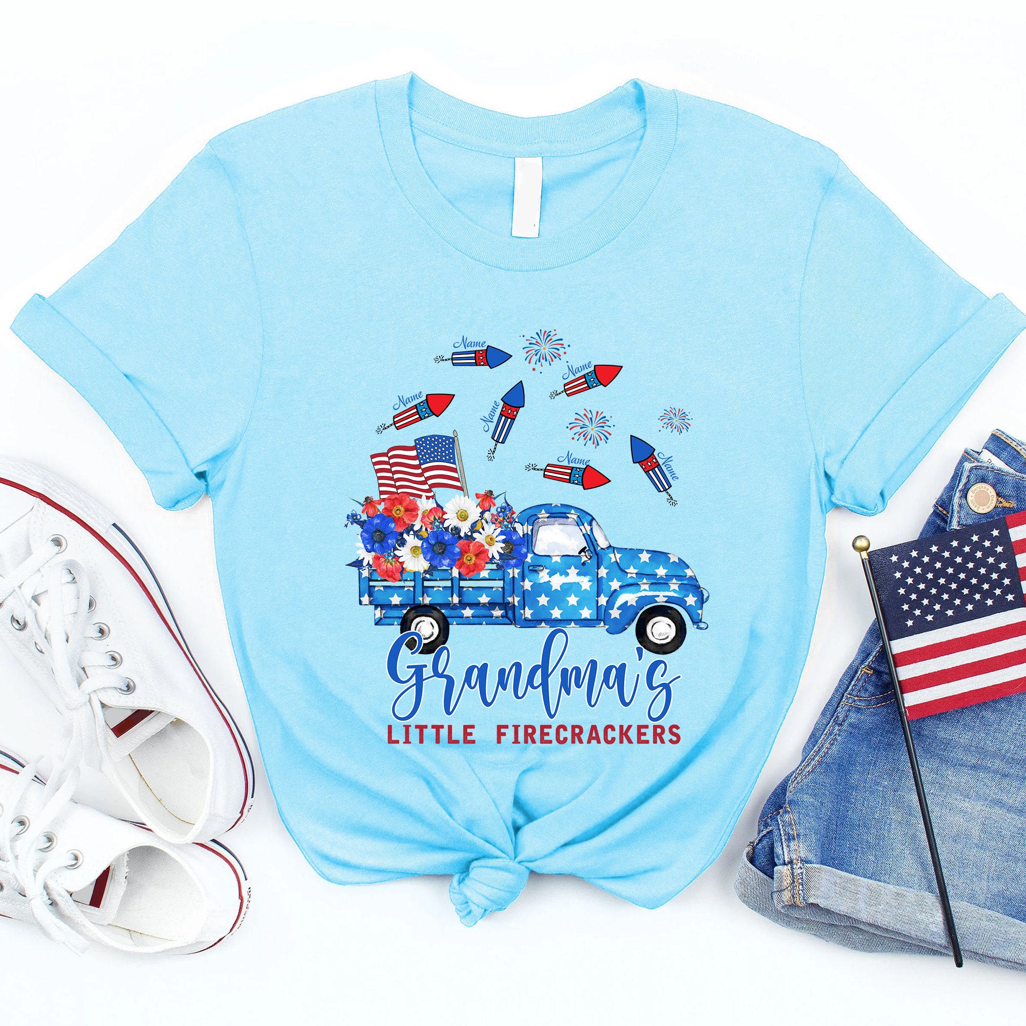 [Copy][Copy]Mimi And Kids Firework America Flag CTH01 T-Shirt