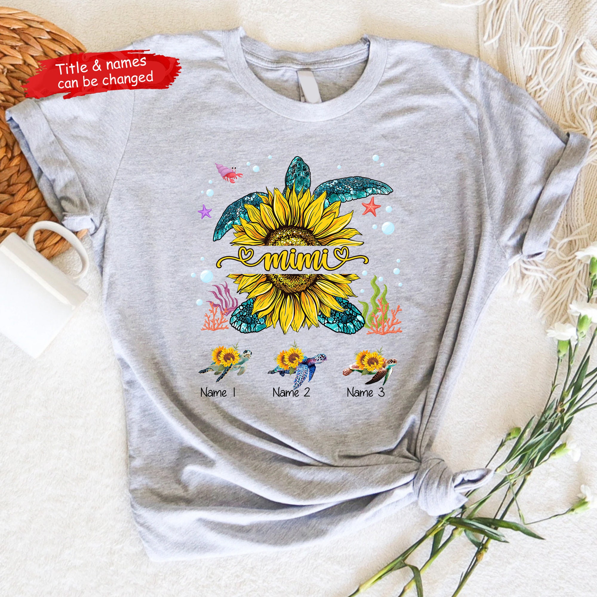 Personalized Grandma And Grandkid's Turtle T-shirt, Nana Turtle Shirt