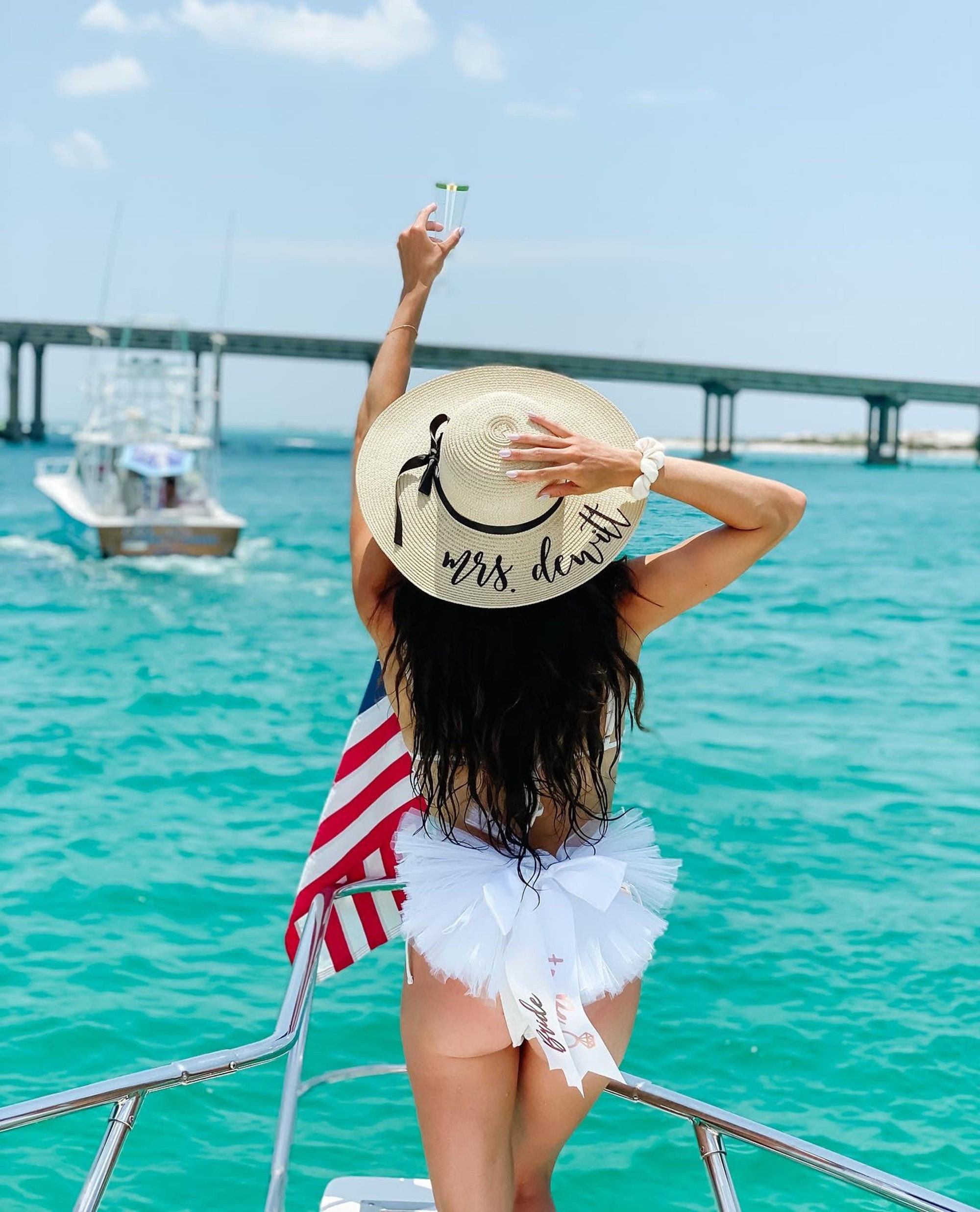 Custom Floppy Beach Hat - Bachelorette Trip Hat - Sun Hat