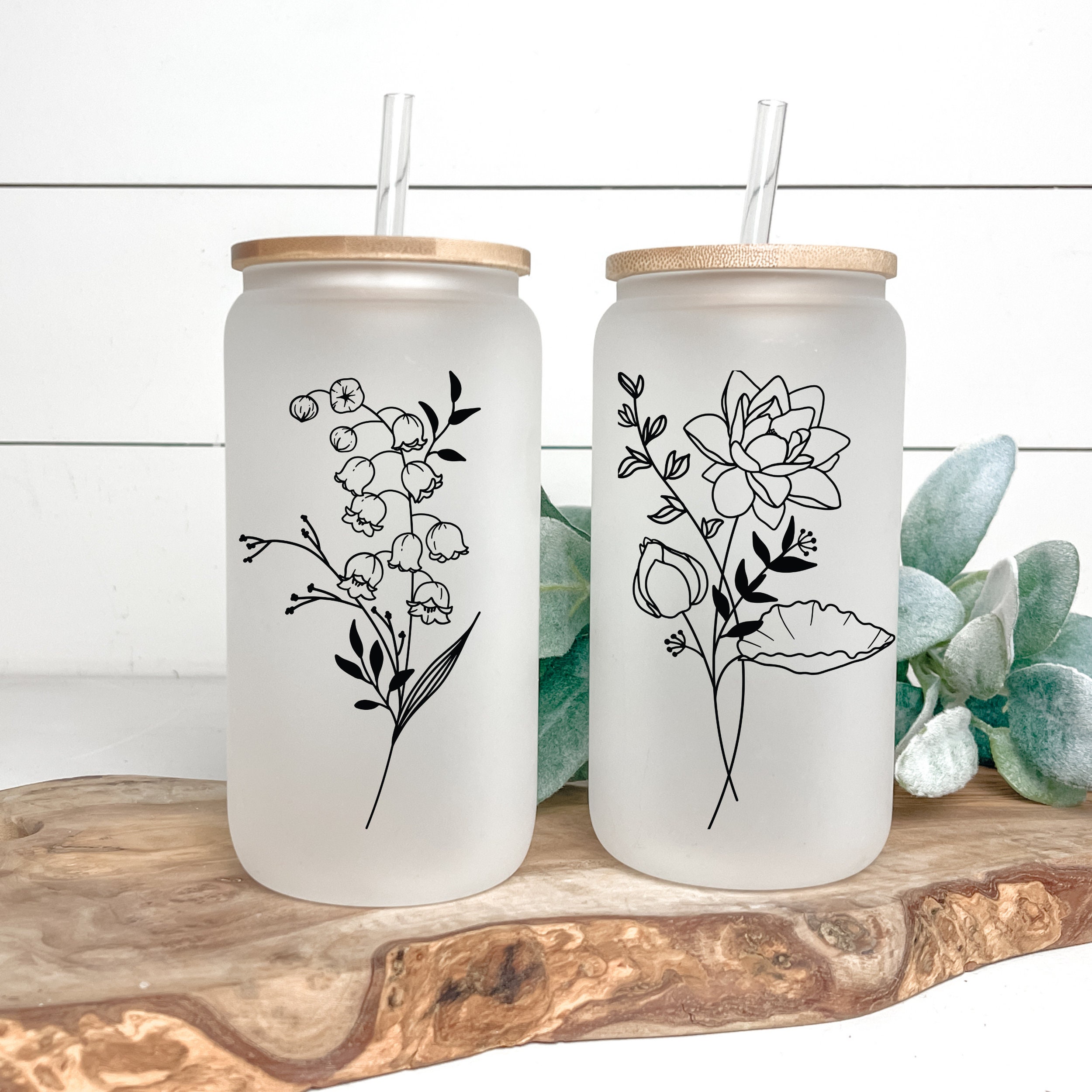 Personalized Birth Flower Coffee Cup With Name ,Personalized Birth Flower Tumbler, Bridesmaid Proposal, Gifts for Her, Party Favor.