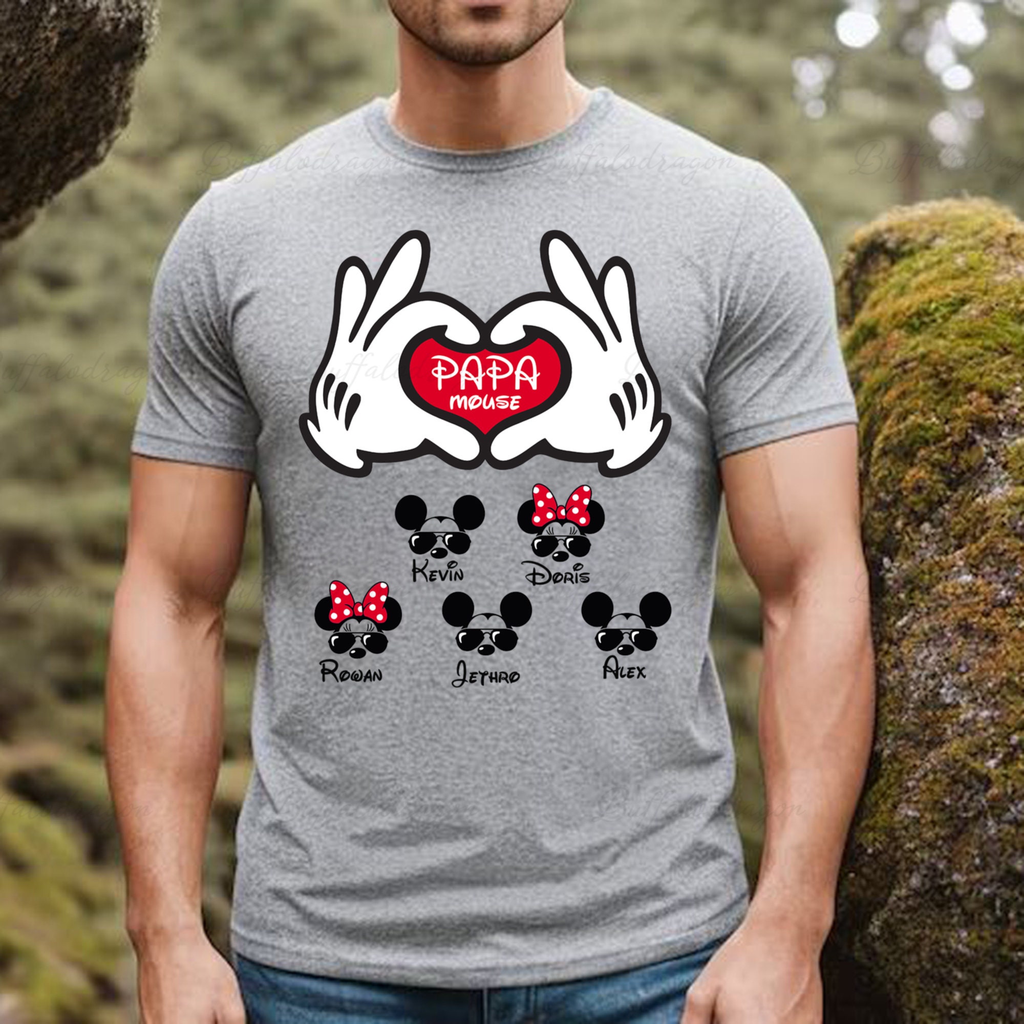 Custom Papa Disney Mickey Heart With Kids Names Shirt, Father's Day Shirt, Cute Gift For Father's Day,