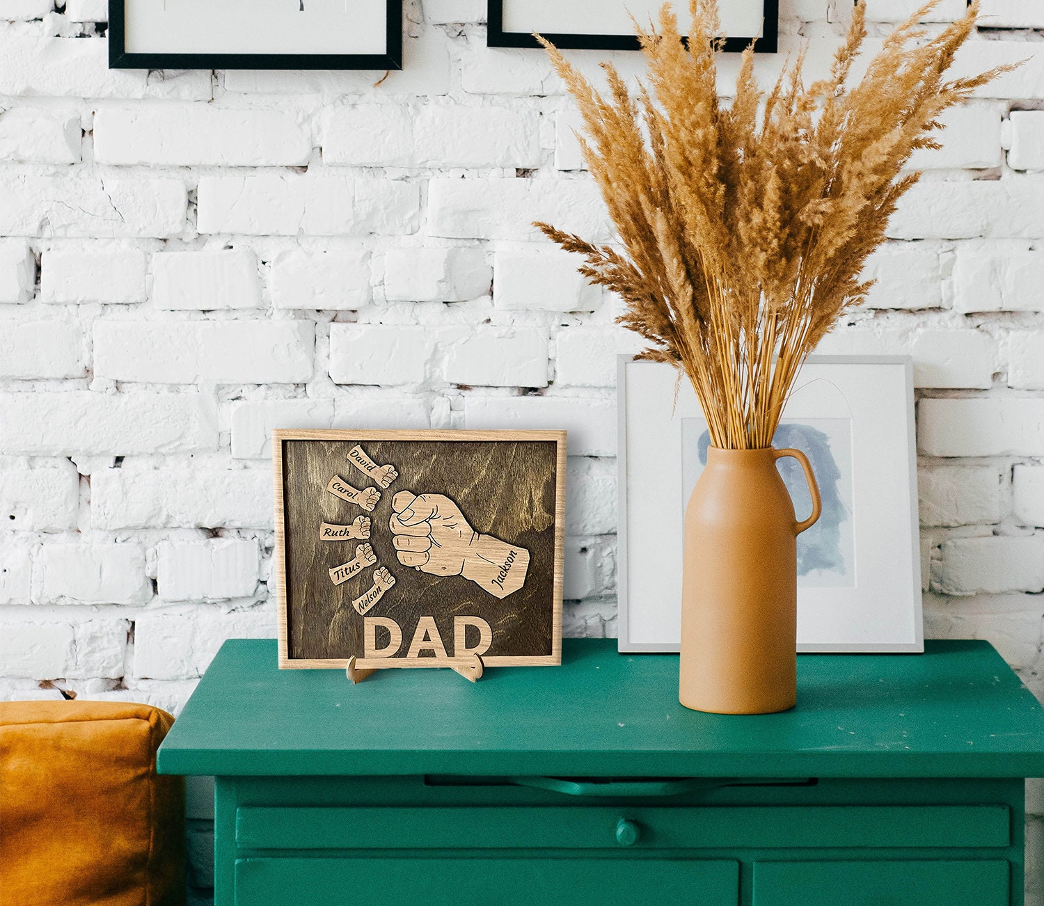  Personalized Fist Bump Sign Home Decor Wood Frame for Father's Day