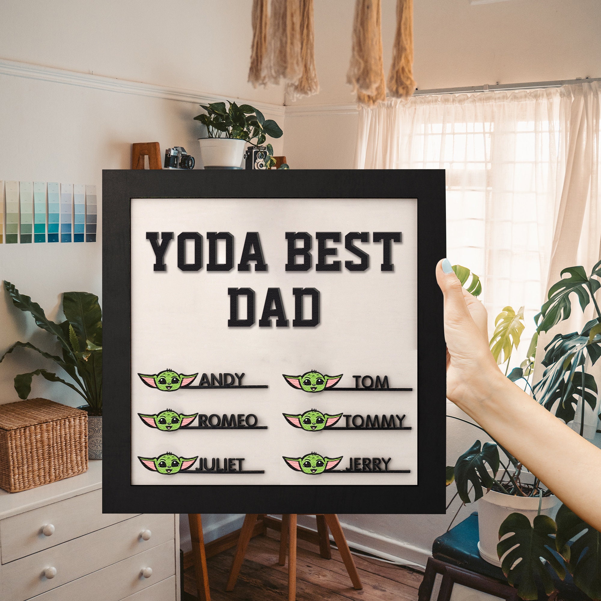 Personalized Family Name Sign Yoda Best Dad Sign, Father's Day Gift,