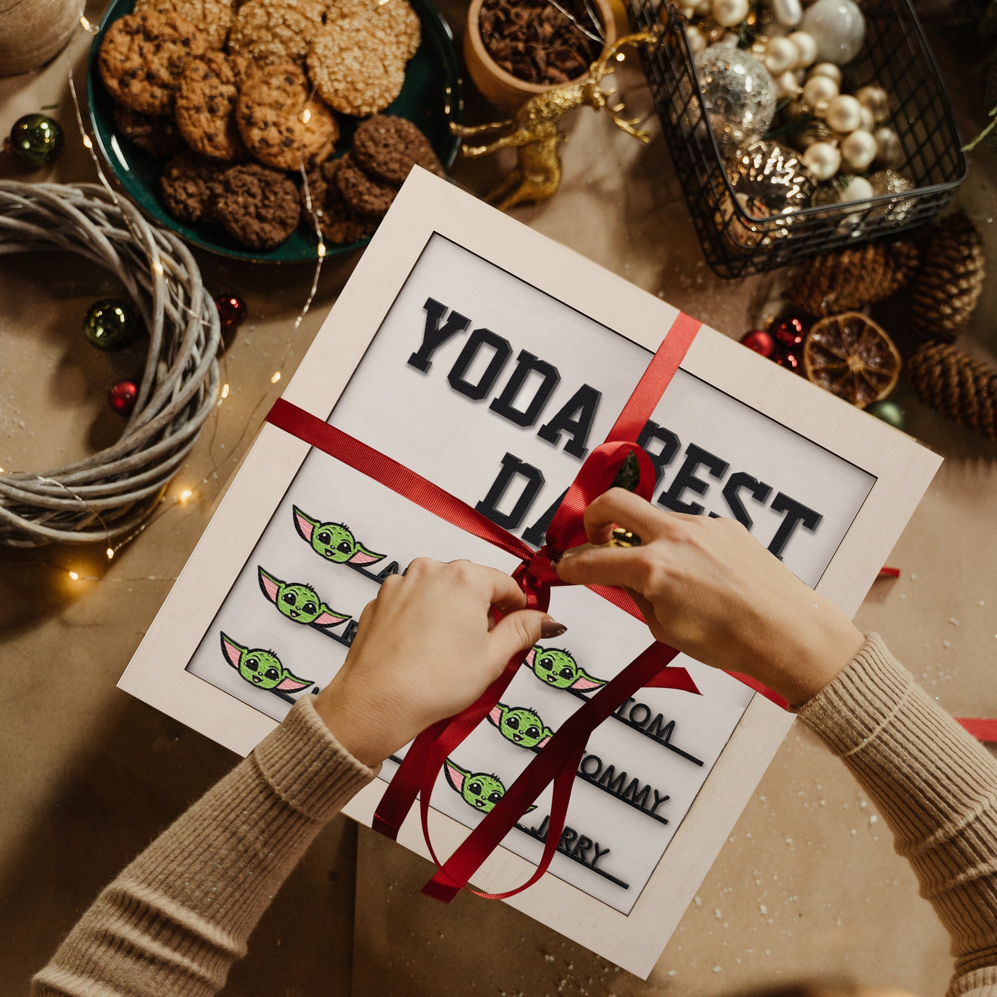 Personalized Family Name Sign Yoda Best Dad Sign, Father's Day Gift,