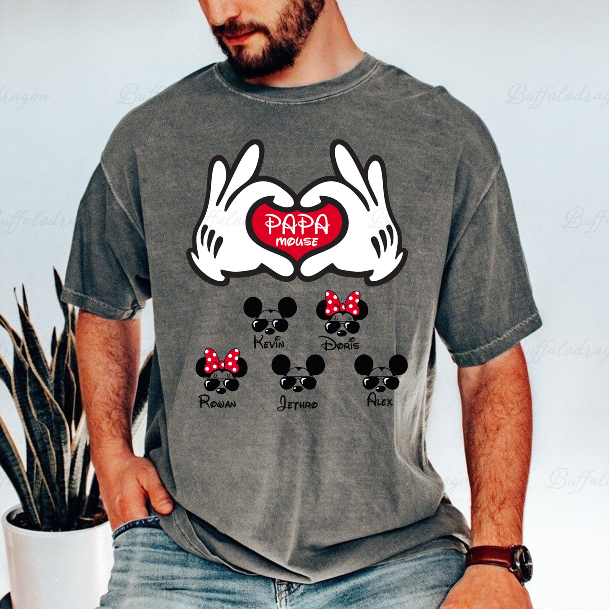 Custom Papa Disney Mickey Heart With Kids Names Shirt, Father's Day Shirt, Cute Gift For Father's Day,