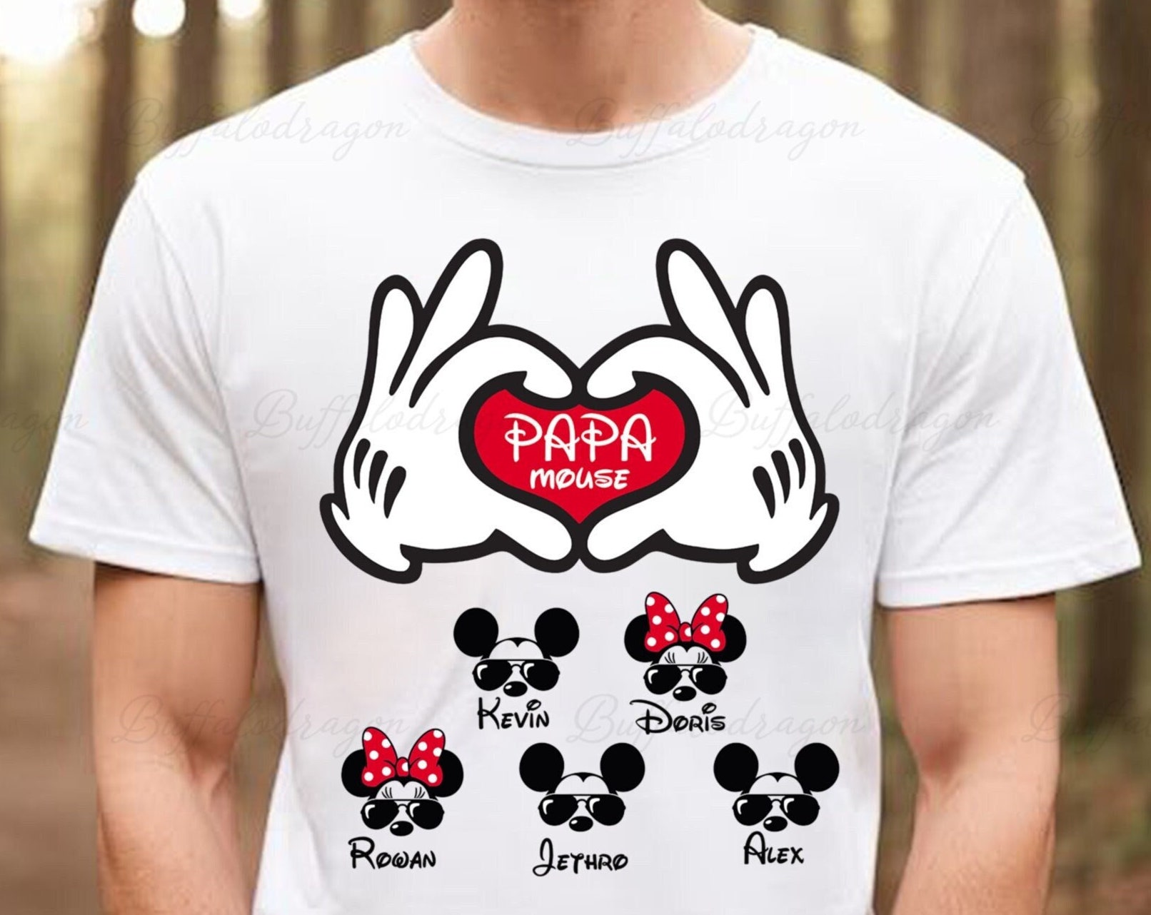 Custom Papa Disney Mickey Heart With Kids Names Shirt, Father's Day Shirt, Cute Gift For Father's Day,