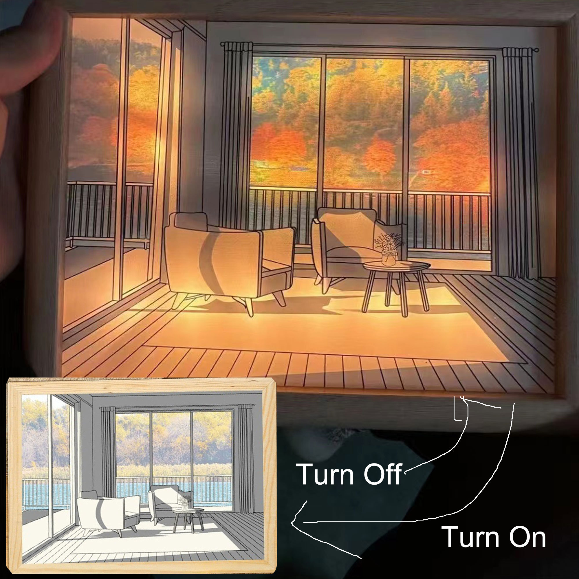 Decorative Bedside Light Painting with Remote Control