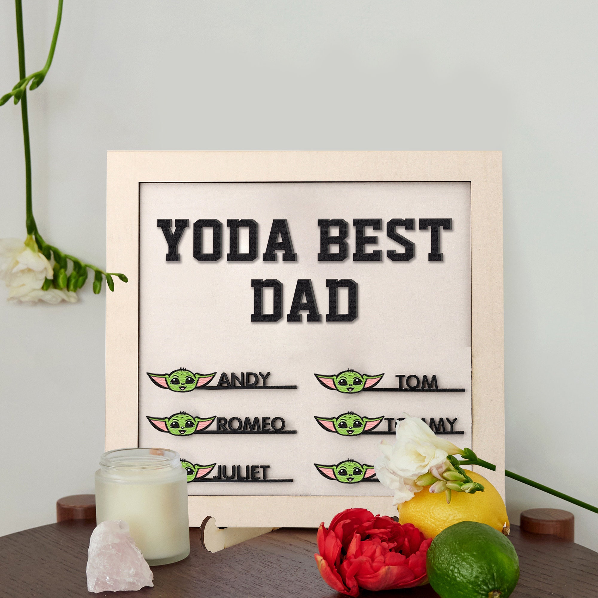 Personalized Family Name Sign Yoda Best Dad Sign, Father's Day Gift,