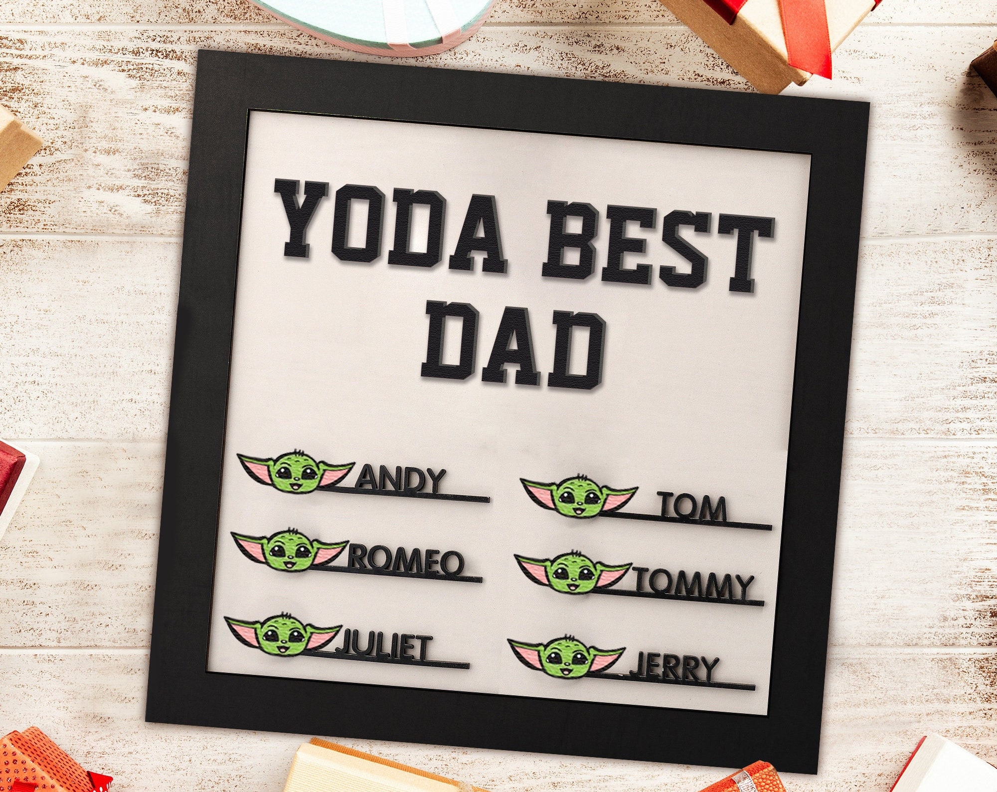 Personalized Family Name Sign Yoda Best Dad Sign, Father's Day Gift,