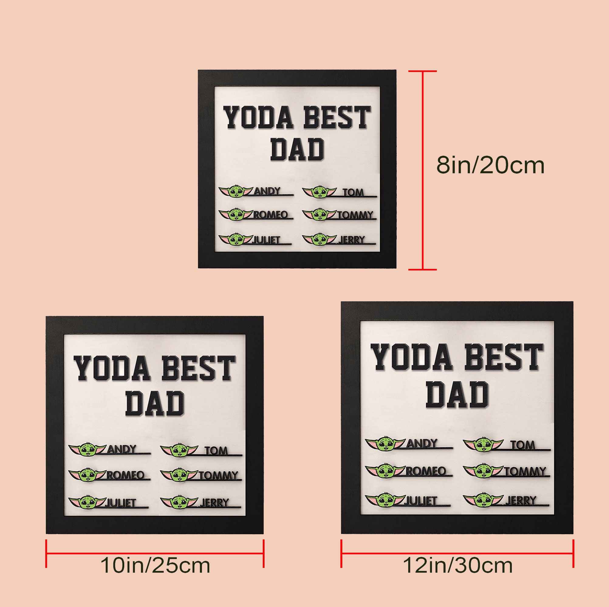 Personalized Family Name Sign Yoda Best Dad Sign, Father's Day Gift,