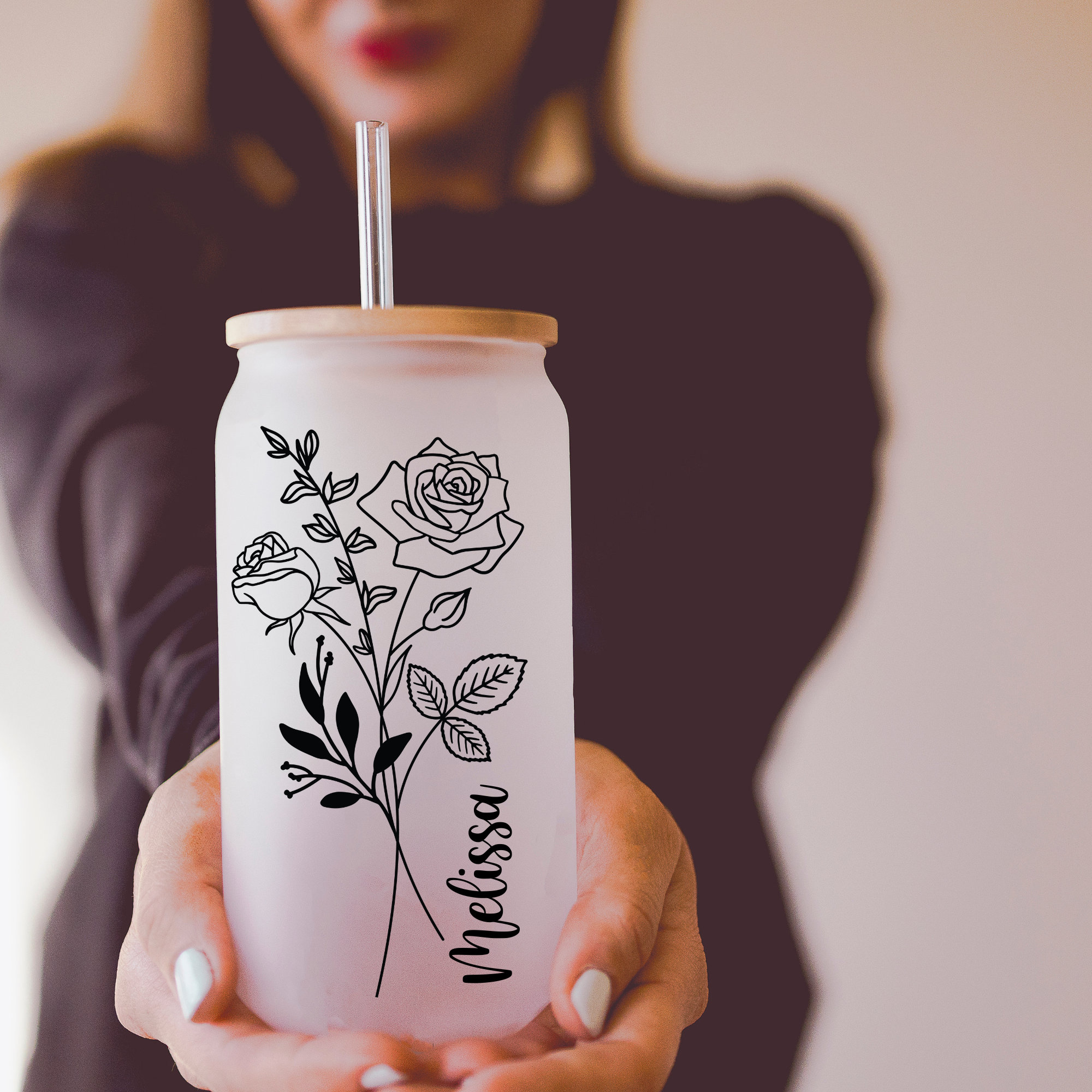 Personalized Birth Flower Cup With Name For Coffee Or Tea Lover