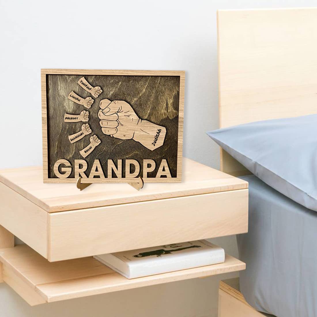 Personalized Fist Bump Sign Home Decor Wood Frame for Father's Day