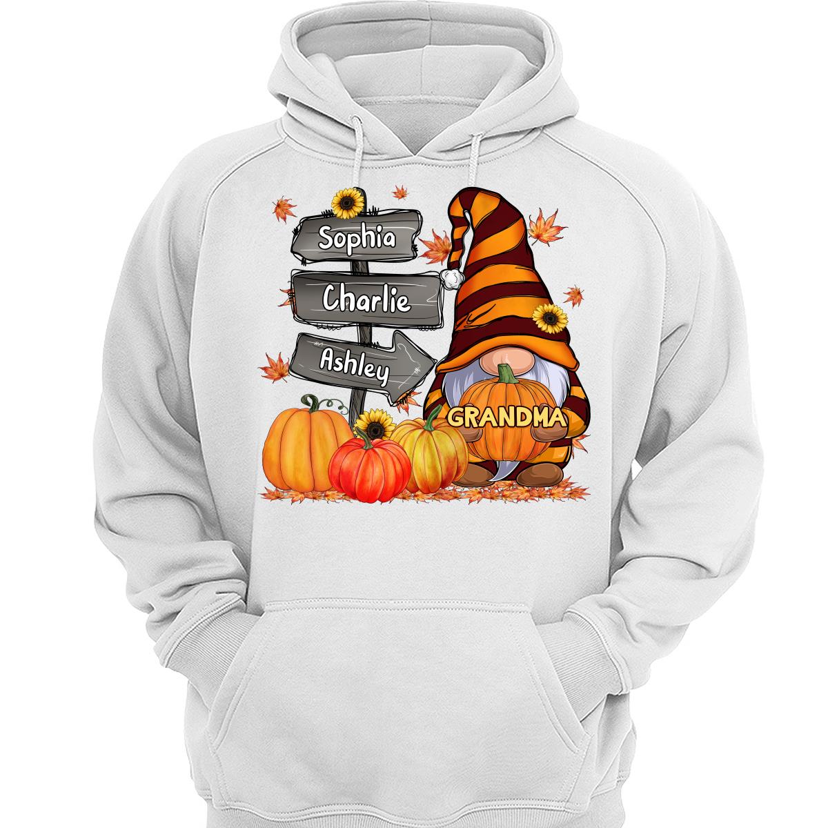 Grandma Mom Gnome Direction Sign Pumpkins Personalized Shirt