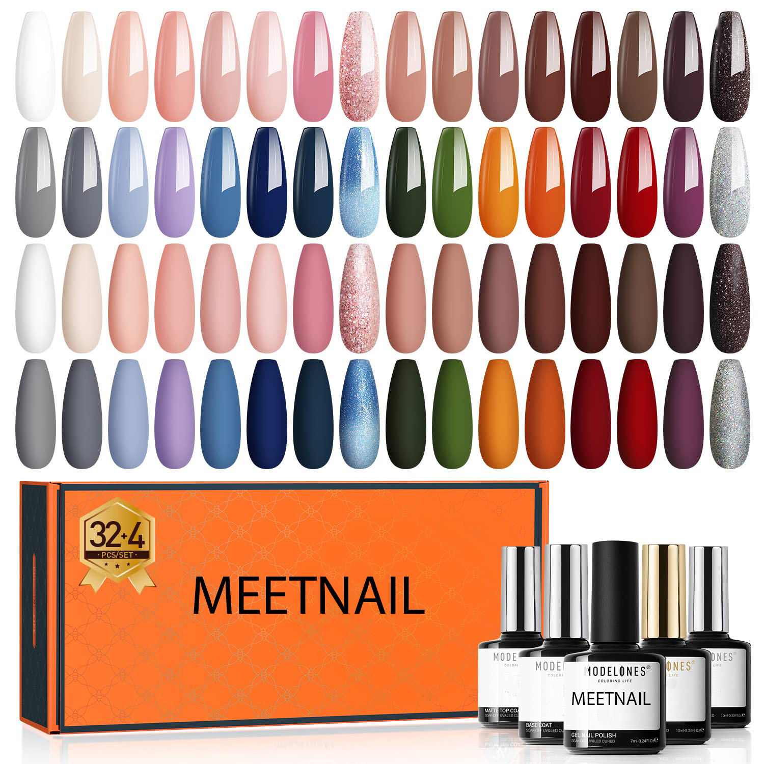 MEETNAIL 32pcs gel polish set with base top coat private label OEM varnish nail art kit-MeetNail