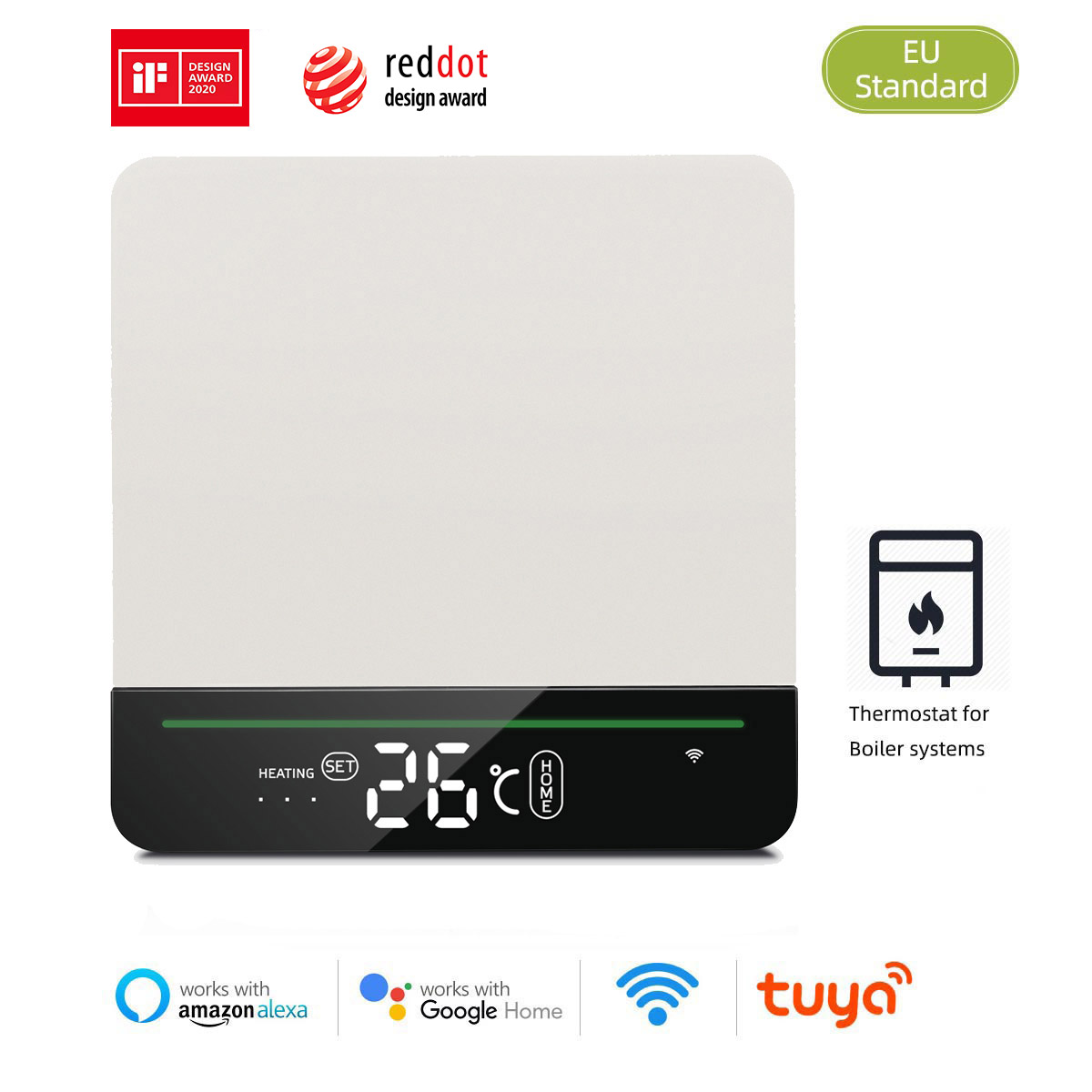 Smart Life App Control Big Button Wireless Smart Boiler Thermostat | Heatcold
