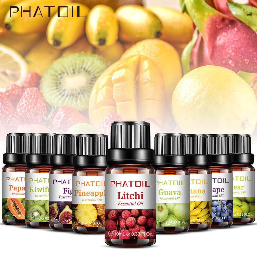 10 ml Fruit perfume oils smell like Apple/Banana/Papaya/Pineapple/Coconut/Fig/Cherry, etc 19 scents