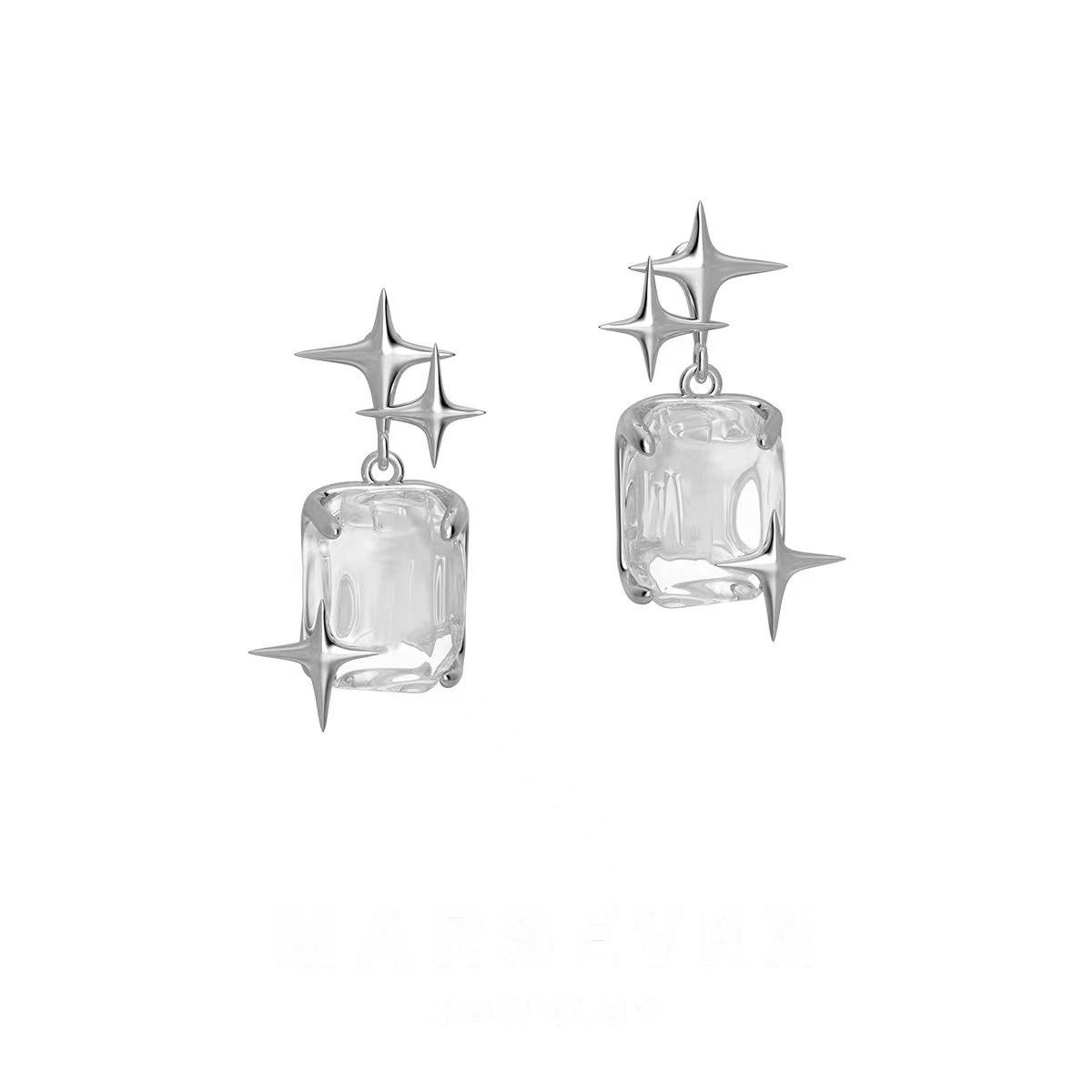 Bling Runway Transparent zircon star gemstone earrings-BilngRunway