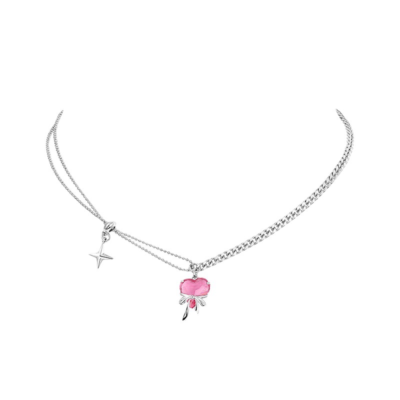 Bling Runway Designer pink love bow necklace summer accessories-BilngRunway
