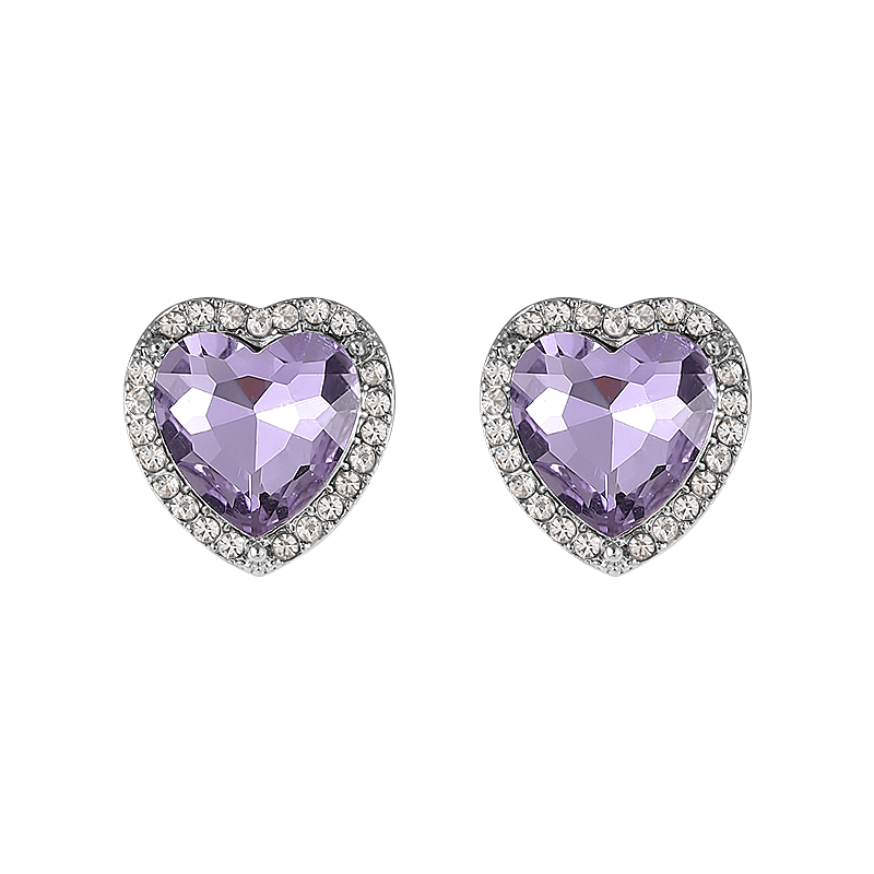 Bling Runway 2021 new trendy Purple zircon heart-shaped Earrings Love Earrings Jewelry-BilngRunway