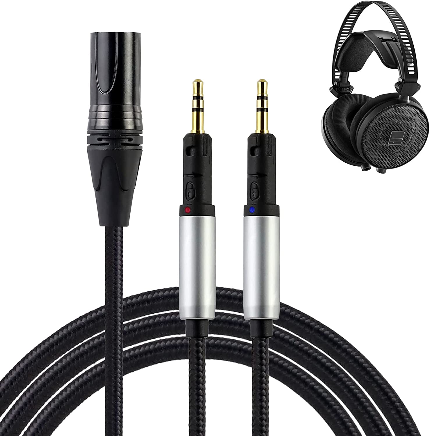 OKCSC TCR70X ヘッドホンケーブル 交換ケーブル イヤホン・ヘッドホン用 Audio-Technica用 ATH-R70Xに適合 OFC 4芯 ロック機構付き 長さ2.0m 2.5mm