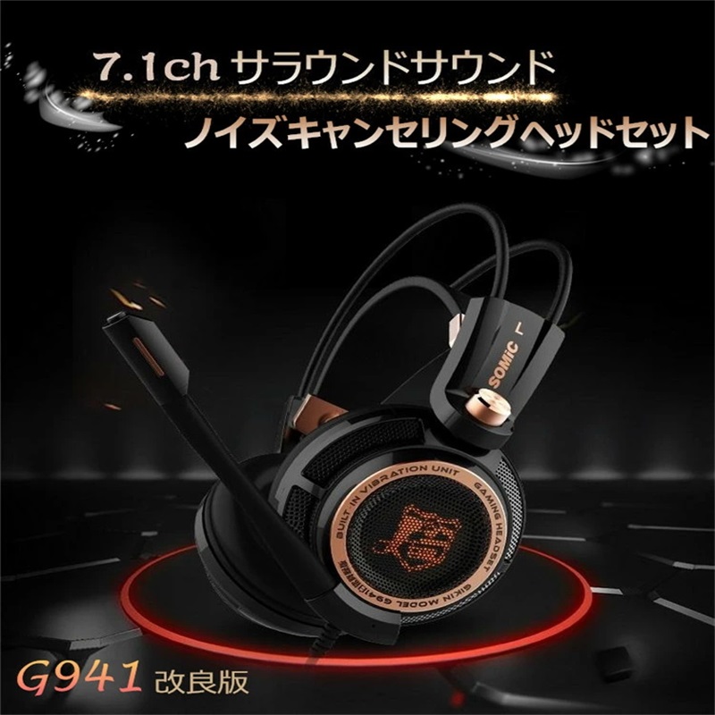 SOMIC G951black ゲーミングヘッドセット PC⁄PS4⁄ノートパソコン用 7.1