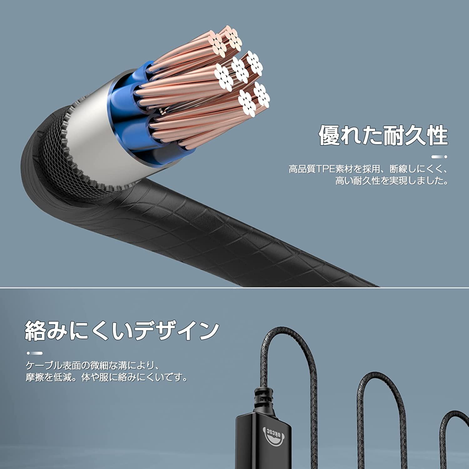 okcsc AC200 ヘッドセット USB イヤホン 有線 ミュート機能付き テレワーク リモートワーク web会議 在宅勤務 オンライン会議 パソコン用 ボイスチャット マイク付き 約2.0m