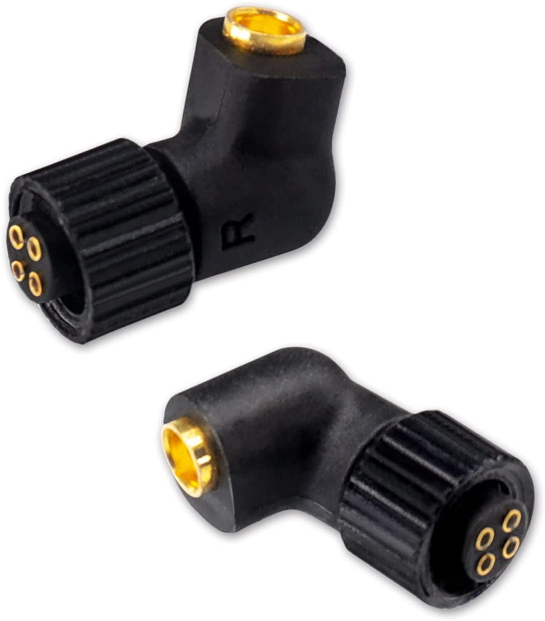 cooyin  (リケーブル側) to JH4pin (イヤホン側) アダプタ 千住銀入り錫はんだ 2U"金メッキプラグ 一体射出成形技術 音質劣化なし 線材テスト作業用 1ペア ブラック