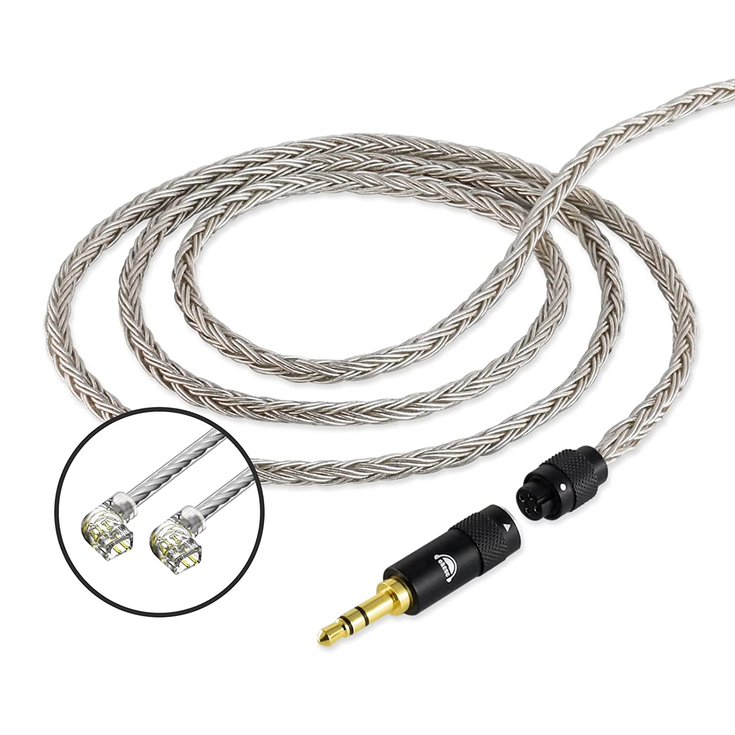 okcsc AS300 リケーブルケーブル イヤホンケーブル 16芯 銀メッキ マイクなし 3.5mm  Gray