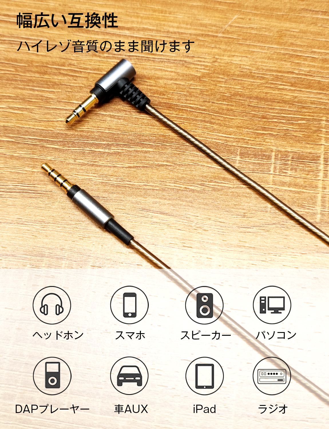 MDR-1A リケーブル イヤホンケーブル OFC銀メッキ 着脱式 交換ケーブル アップグレードケーブル