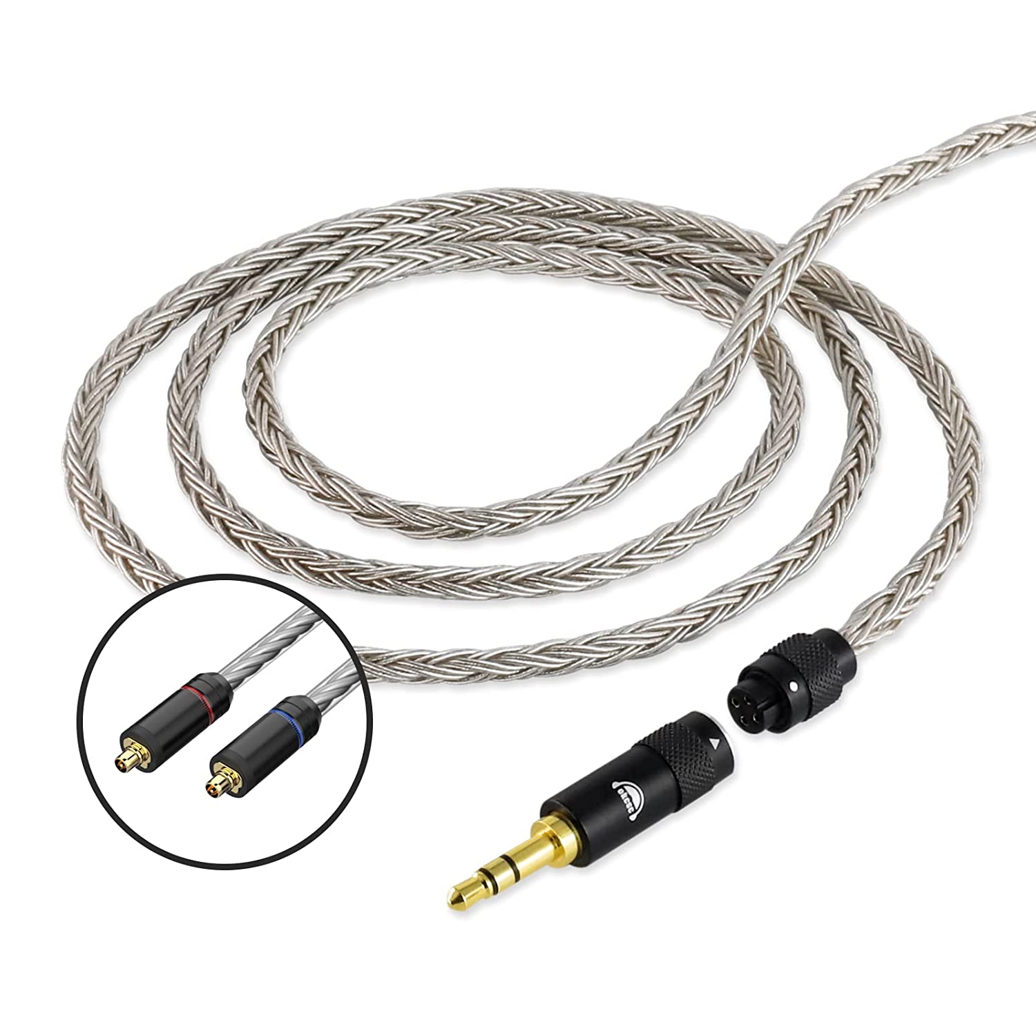 okcsc AS300 リケーブルケーブル イヤホンケーブル 16芯 銀メッキ マイクなし 3.5mm  Gray