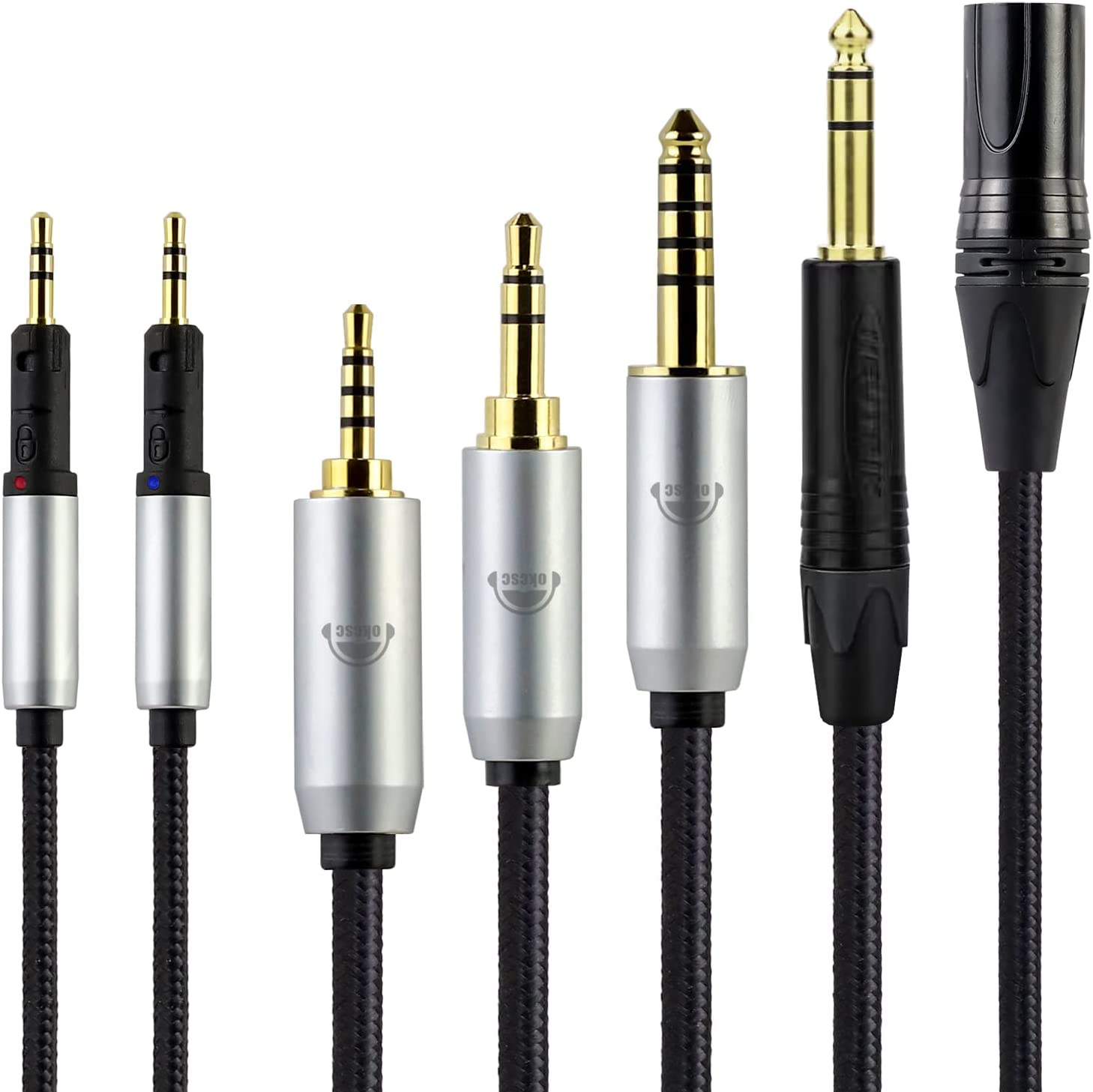 OKCSC TCR70X ヘッドホンケーブル 交換ケーブル イヤホン・ヘッドホン用 Audio-Technica用 ATH-R70Xに適合 OFC 4芯 ロック機構付き 長さ2.0m 2.5mm