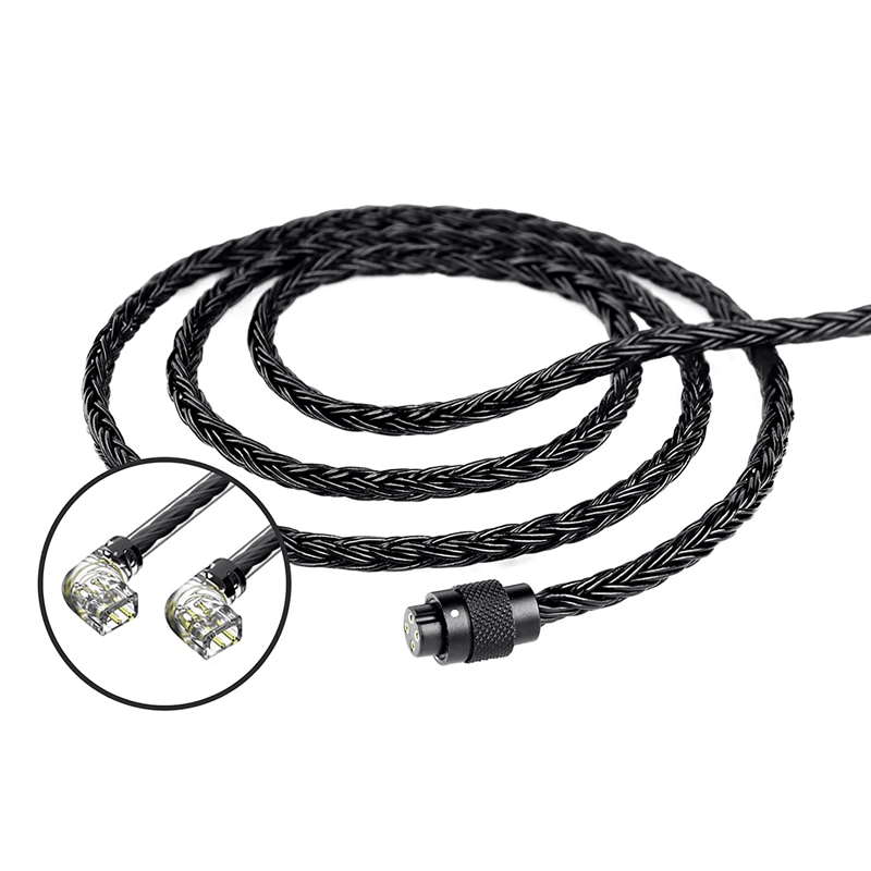 okcsc AS300 リケーブル イヤホンケーブル 交換用 16芯 銀メッキ マイクなし プラグなし ブラック