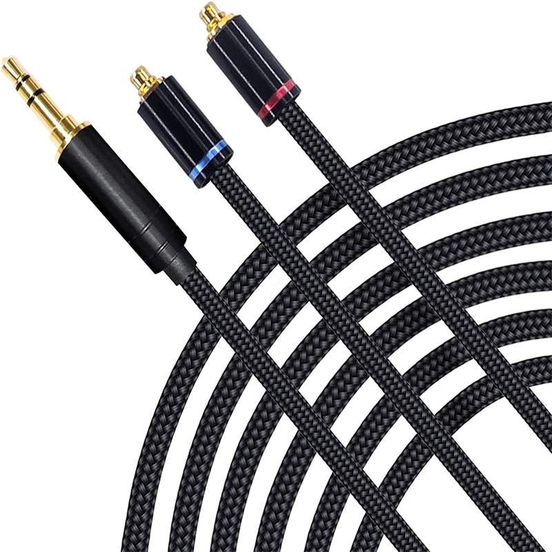 3APLUS mmcx リケーブル マイク付き イヤホンケーブル 交換用 ナイロン編み アップグレードケーブル マイクリモコン付き 音量調節 SEシリーズ用 着脱式 OFC ブラック