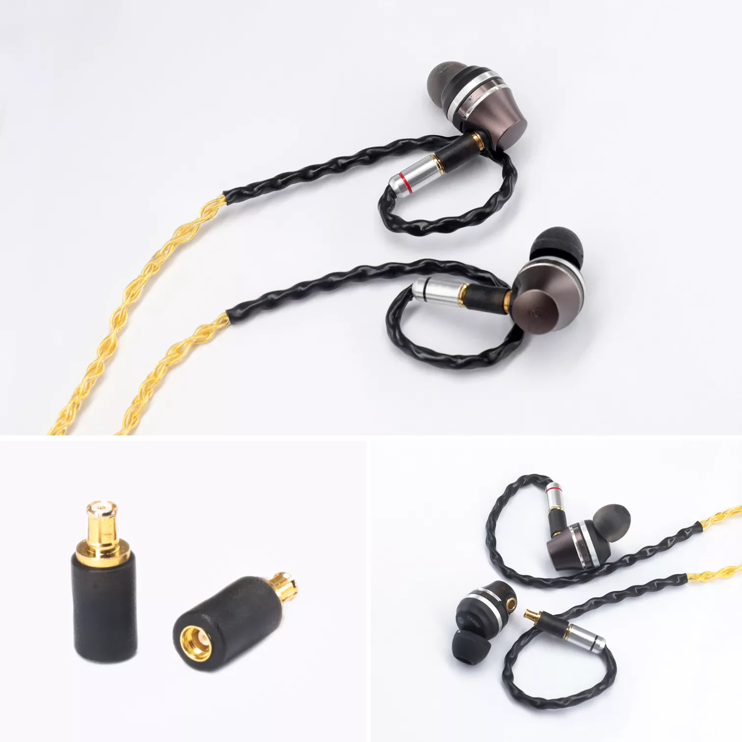 cooyin mmcx (リケーブル側) to ER4P (イヤホン側) アダプタ 千住銀入り錫はんだ 2U"金メッキプラグ 一体射出成形技術 音質劣化なし 線材テスト作業用 1ペア 