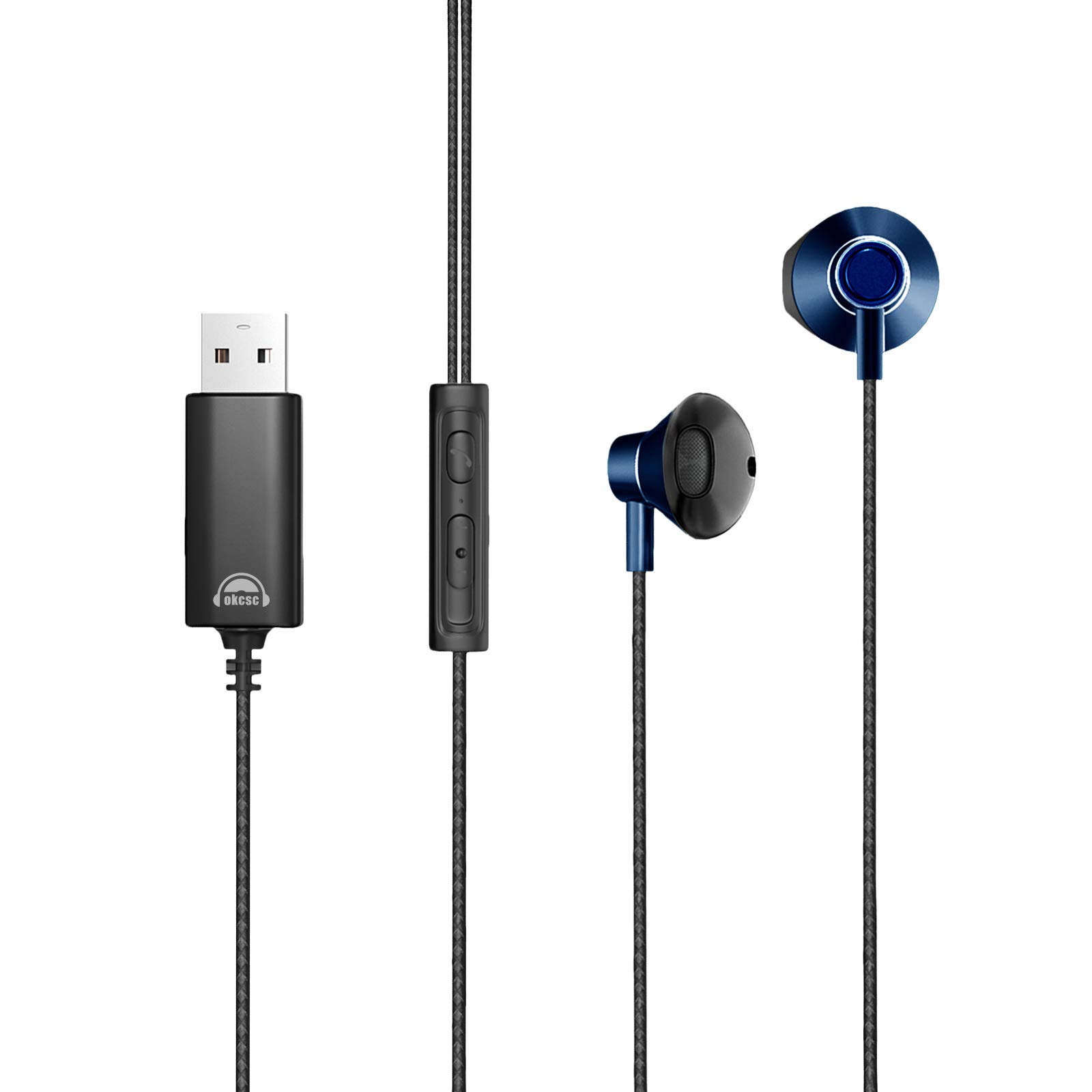 okcsc U200 ヘッドセット USB マイク付きイヤホン 有線 音量調節 全指向性 テレワーク Zoom用 web会議用 在宅勤務 ボイスチャット PC 対応 マイク付き 約2.0m グリーン