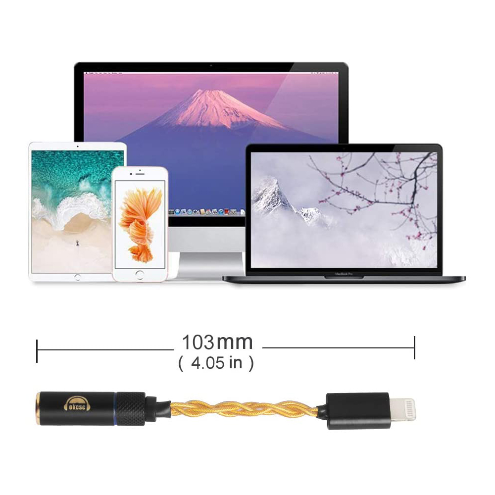 イヤホン変換ケーブル 接続ケーブル オーディオ Lightning（オス）→ 3.5mm（メス）ジャック 4芯 13cm LTGT3 OKCSC