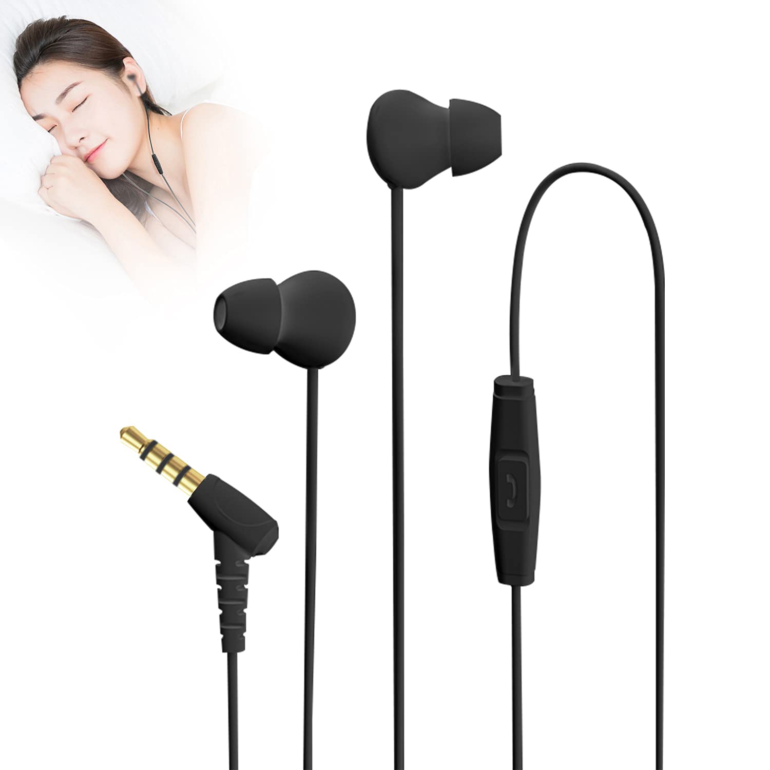 Mrhot M16 寝ホン Asmr イヤホン 睡眠用イヤホン カナル型 有線 寝ながらイヤホン ノイズ遮断 高音質 マイク付き 3 5mm 超軽量 超小型 超快適 安眠 仕事 勉強 不眠症の方や横寝る方に最適 ブル