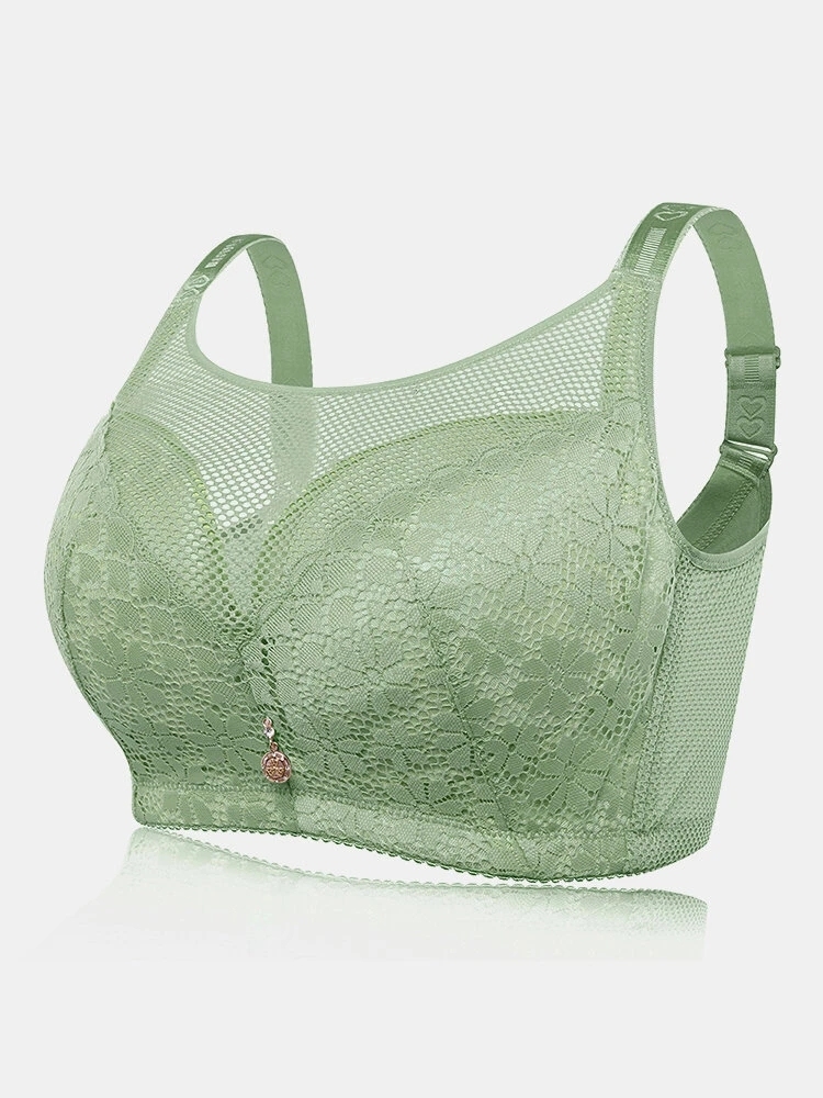 Plus Size Wireless Lace Full Coverage Lightly Lined Comfy Bras - Brasflys