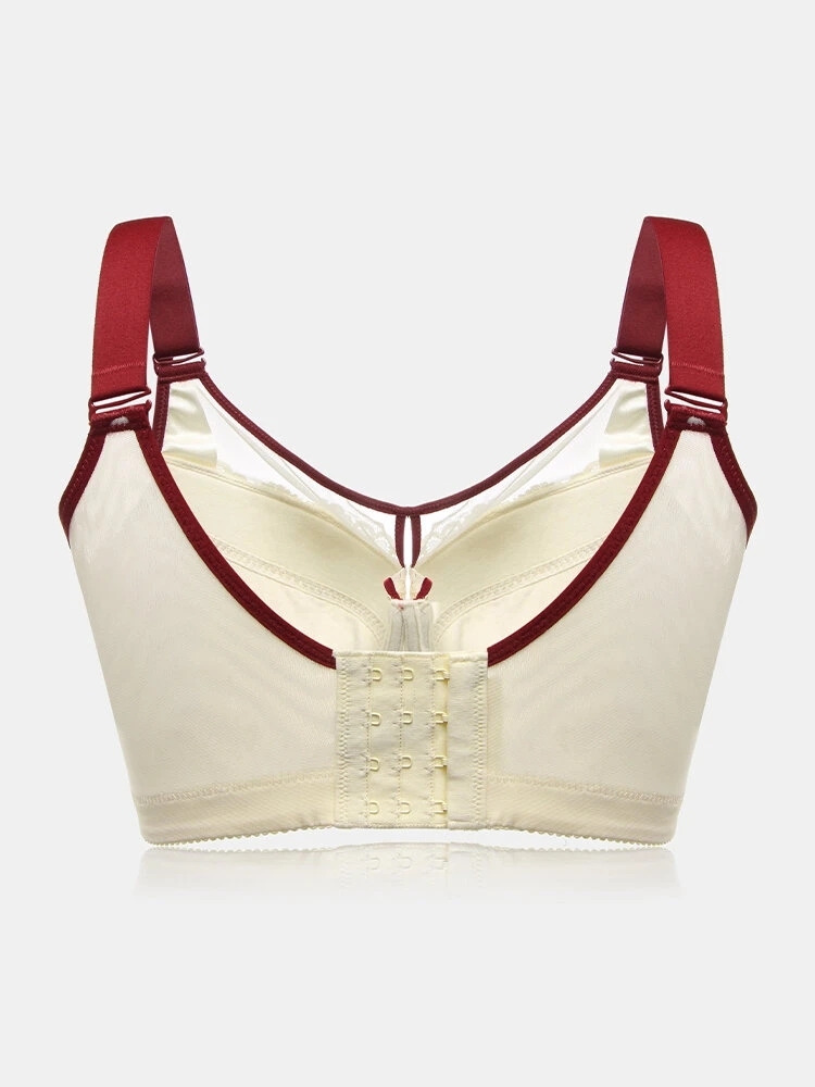 Plus Size Minimizer Push Up Lightly Lined Gather Full Cup Red Trim Soft