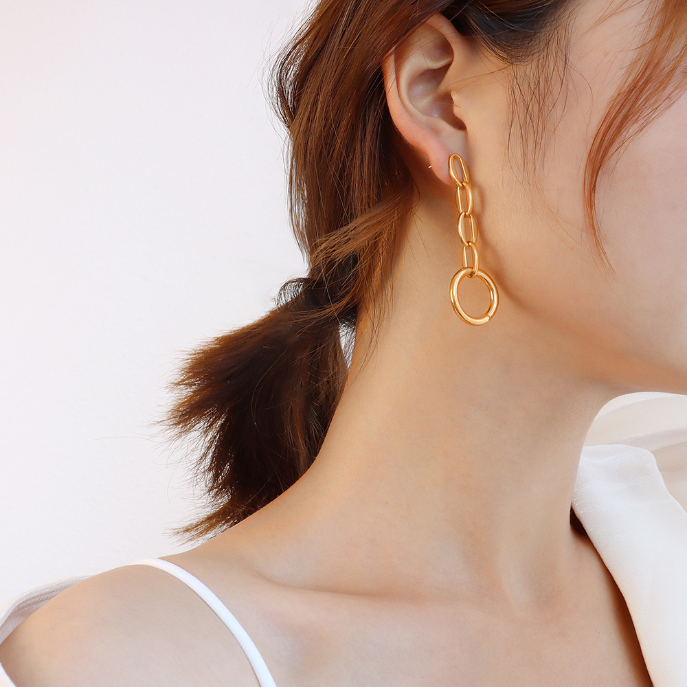 限时促销商品-Pearl Splicing Bold Chain Asymmetric Tassel Earings