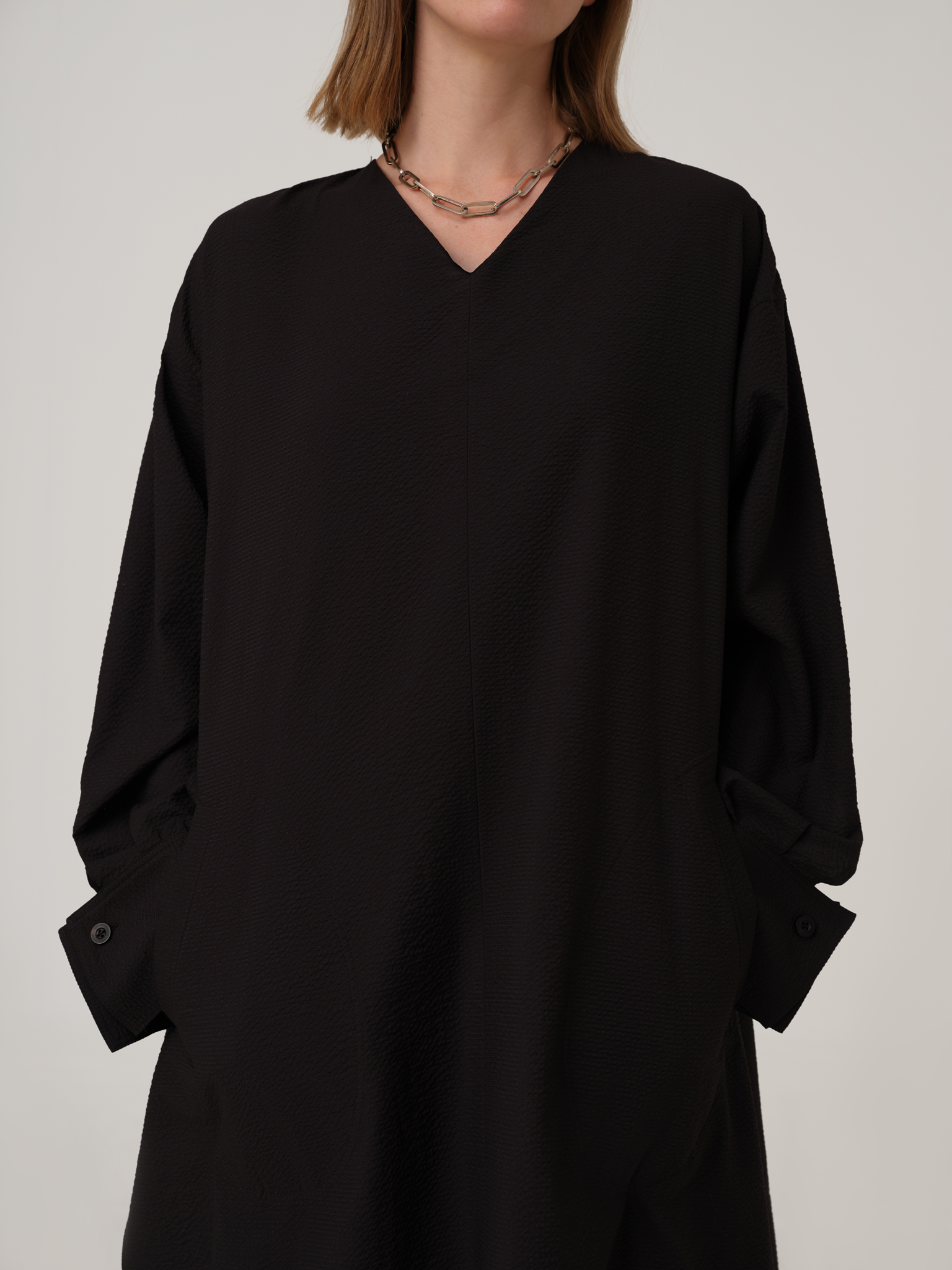 OVERSIZED BATWING SLEEVE COTTON SHIRT DRESS