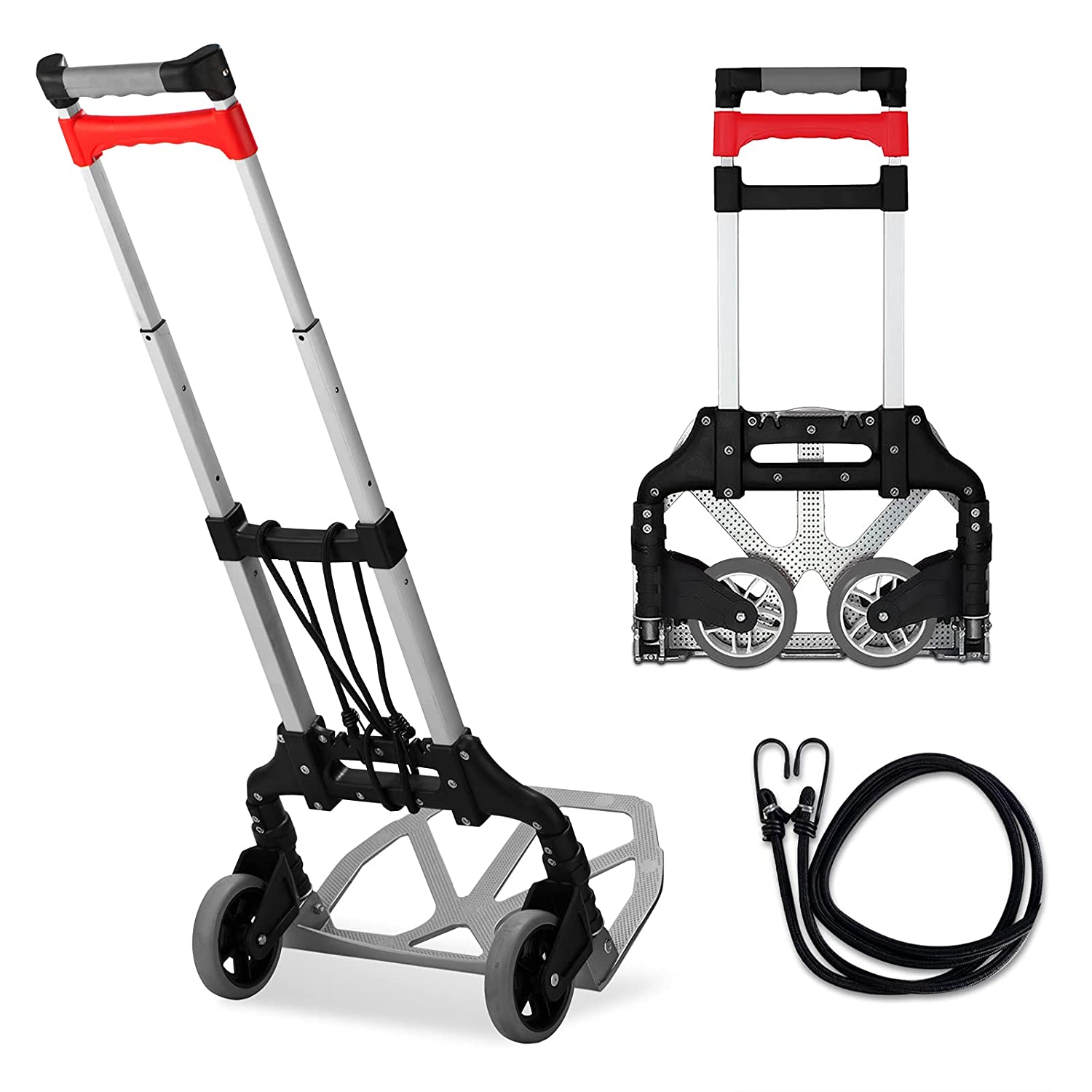 Bonnlo Sack Trucks with Strong Toe Plate Aluminium Multifunctional Dolly Cart,150KG,Red Heavy Duty Sack Barrow Trolley with Wheels